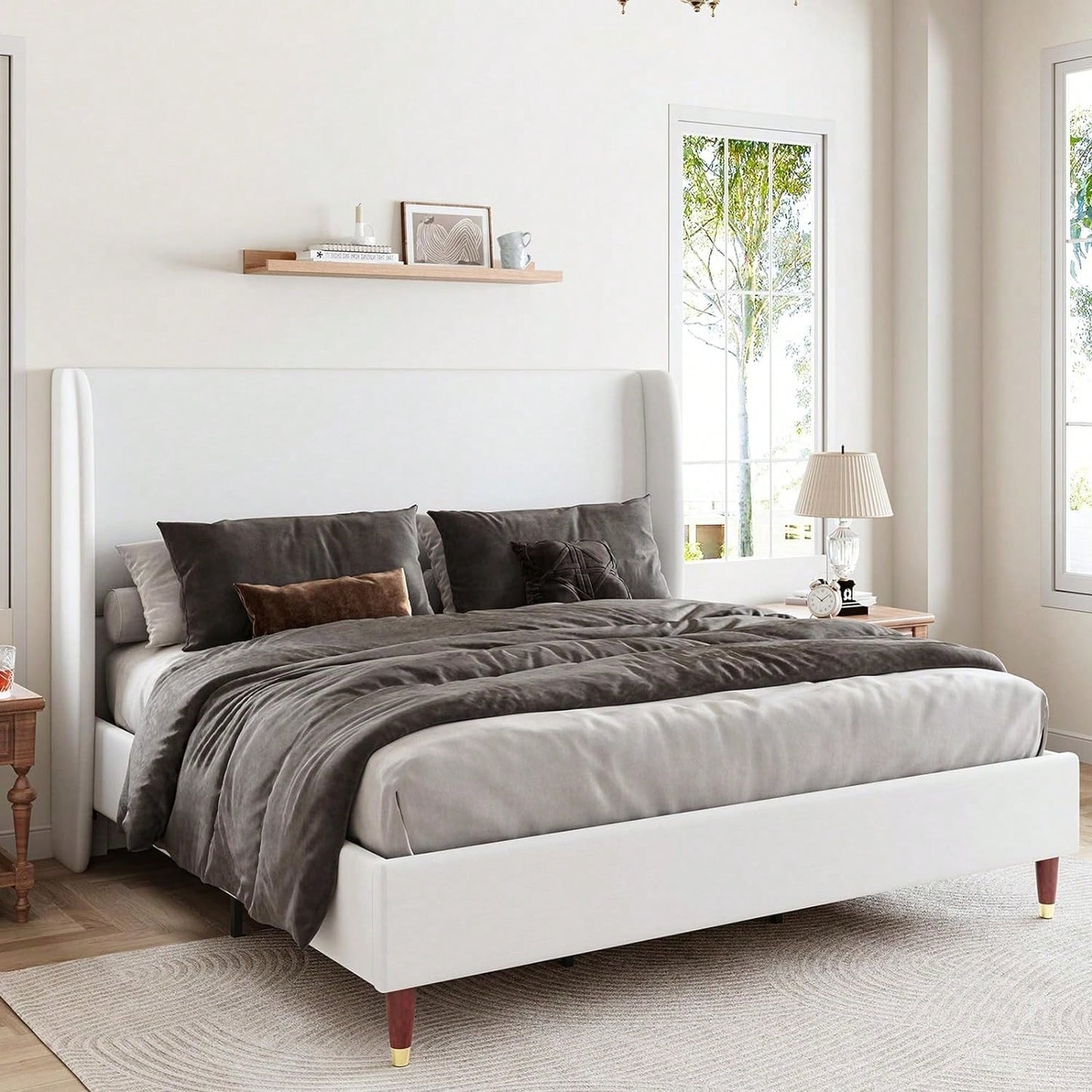 MADELINE PLATFORM BED FRAME - WHITE