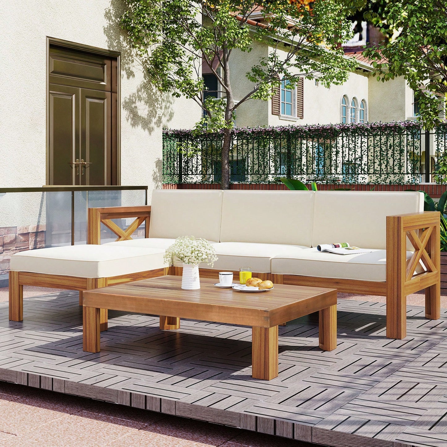 MONACO 5-PIECE OUTDOOR LOUNGE SET - BEIGE