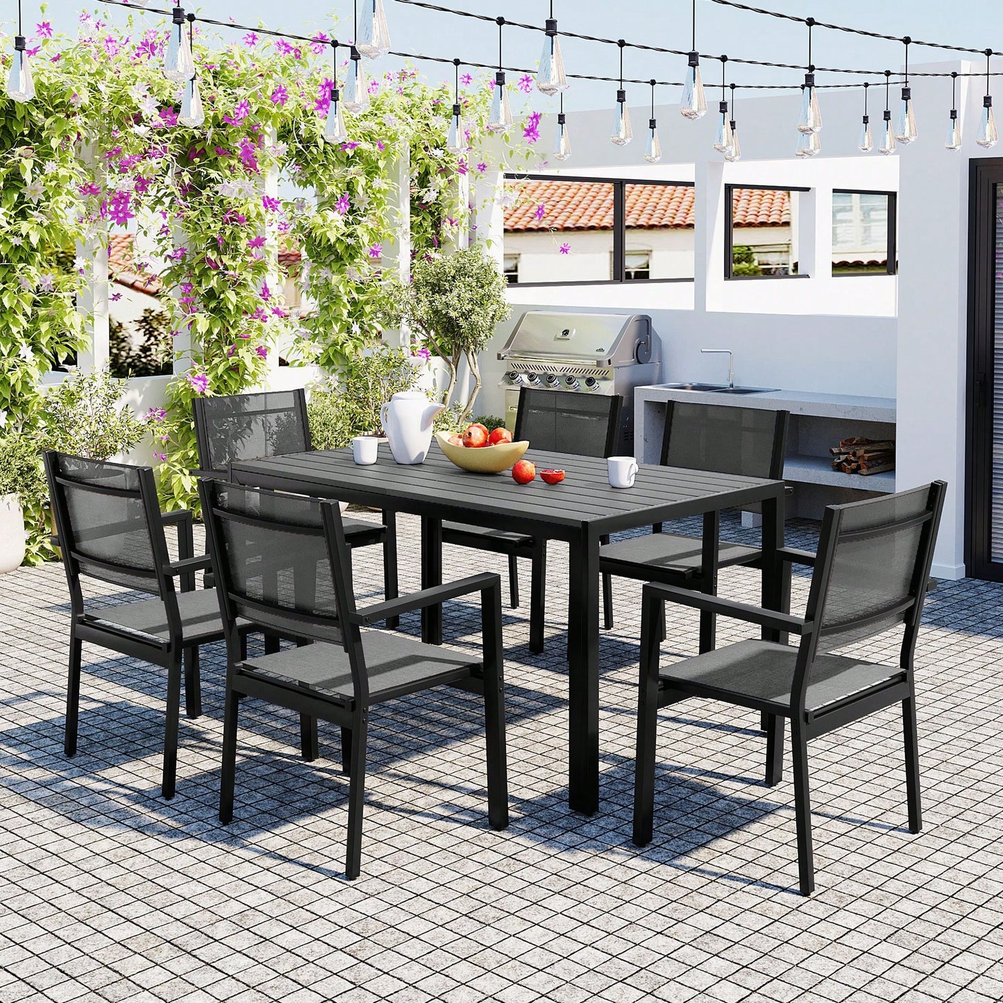 ALMAIRE 7-PIECE OUTDOOR DINING SET - GRAY