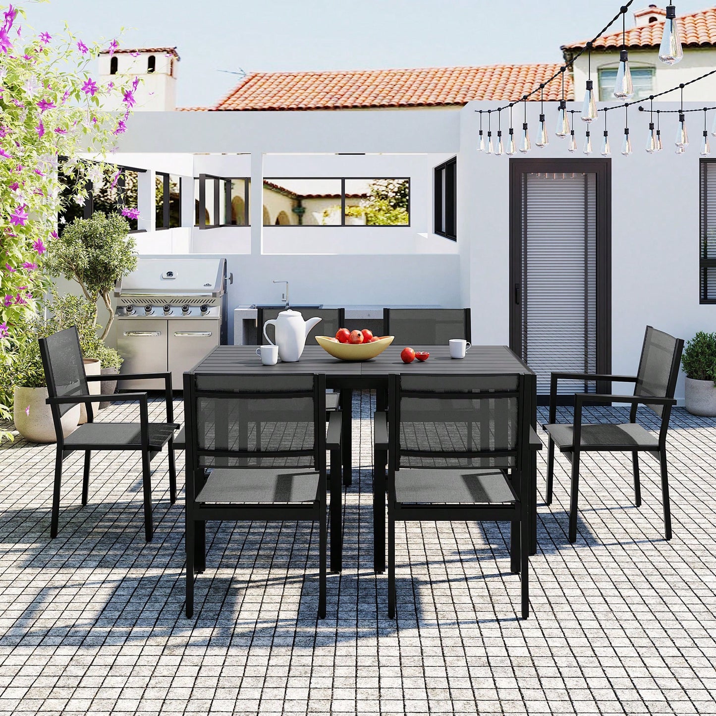 ALMAIRE 7-PIECE OUTDOOR DINING SET - GRAY