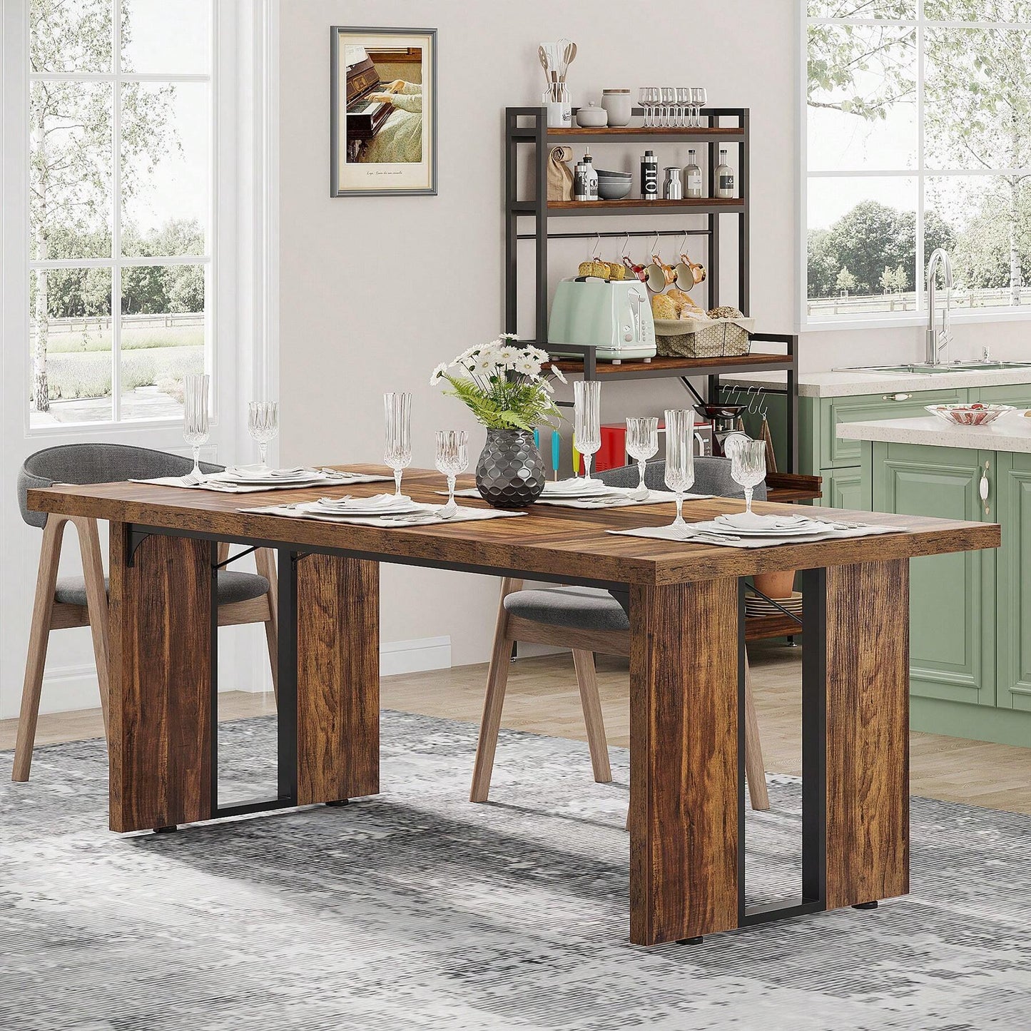 HERITAGE DINING TABLE - BROWN
