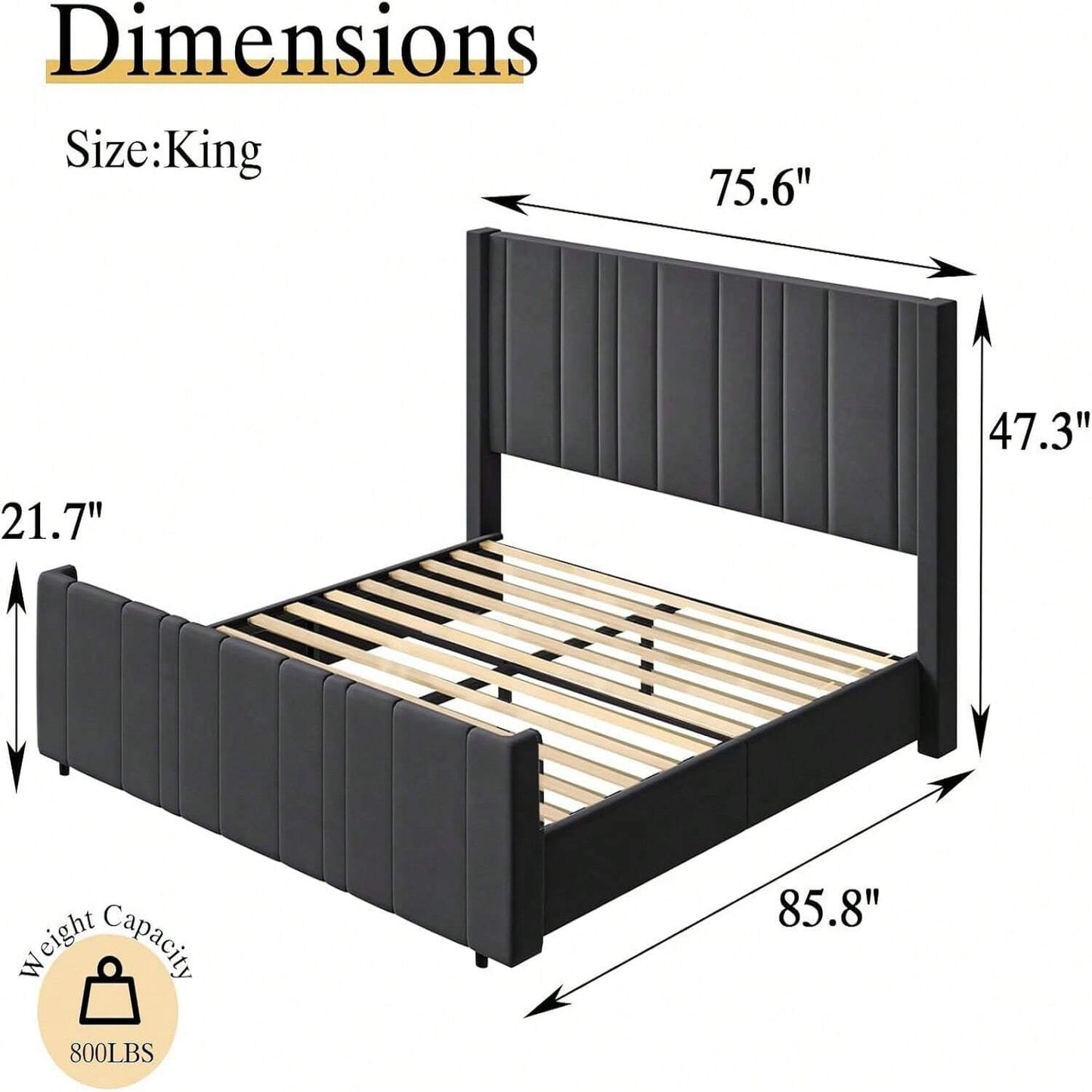 MAISON PLATFORM BED FRAME - GRAY