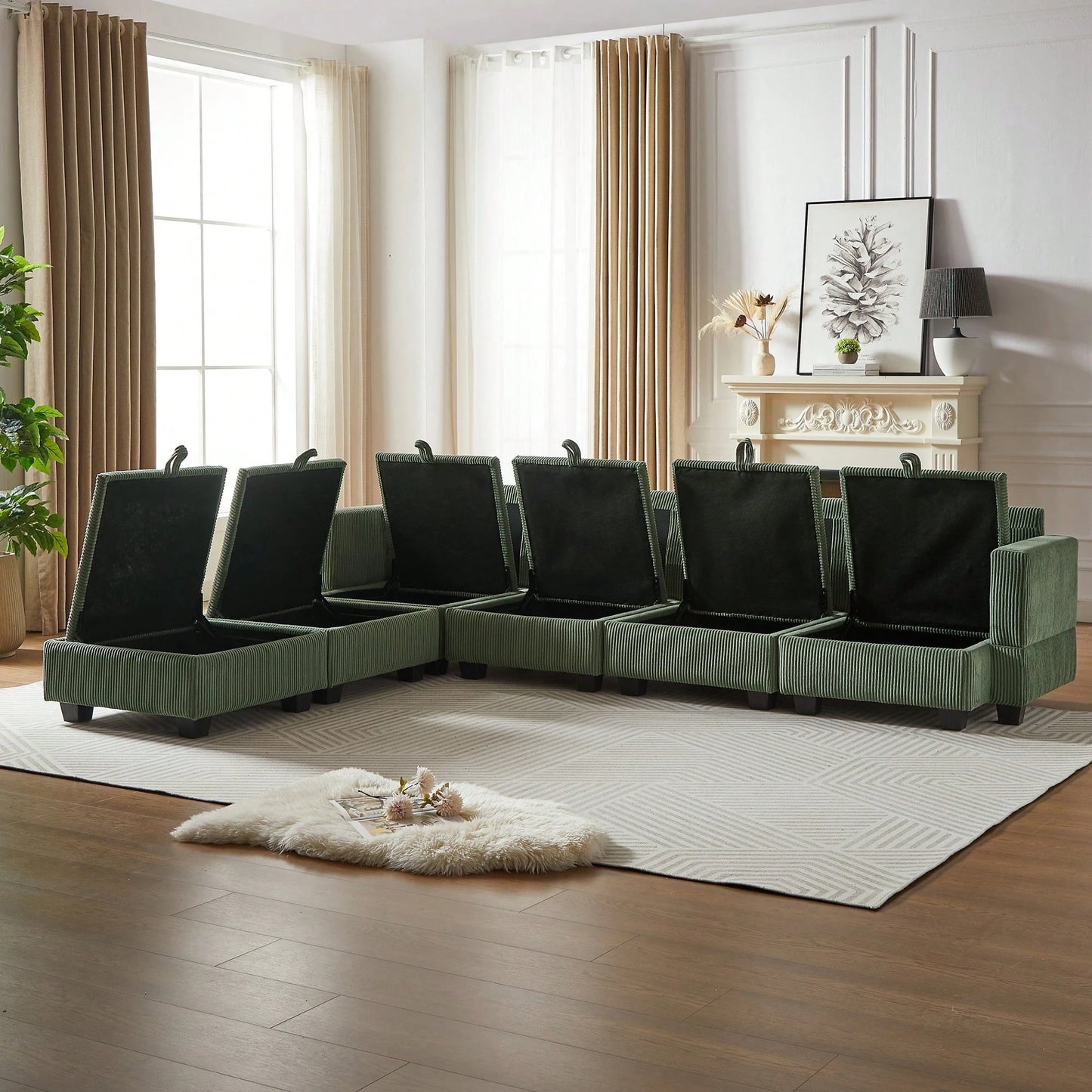 LENNOX 113" SECTIONAL - GRAY