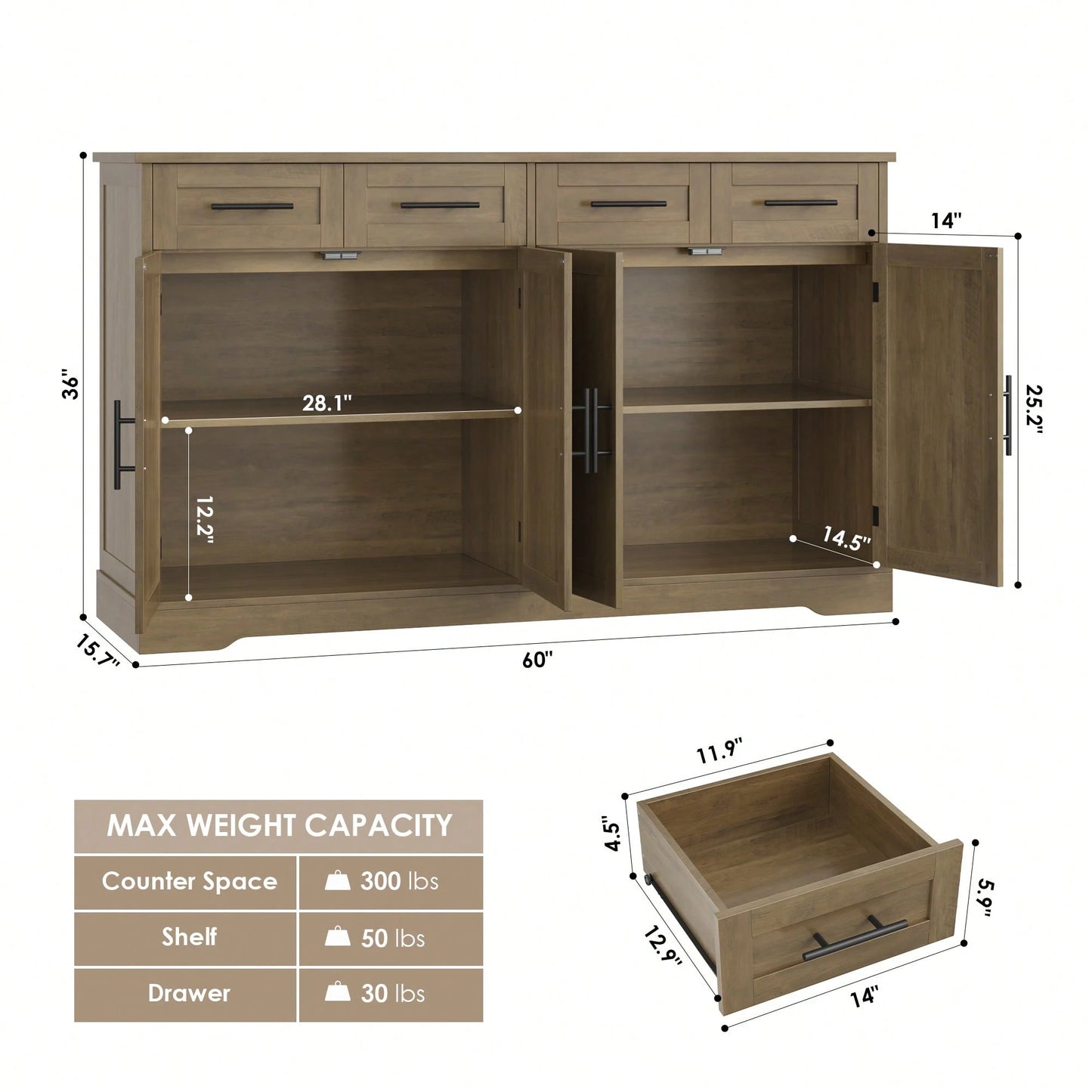 ESTELLE SIDEBOARD - BROWN