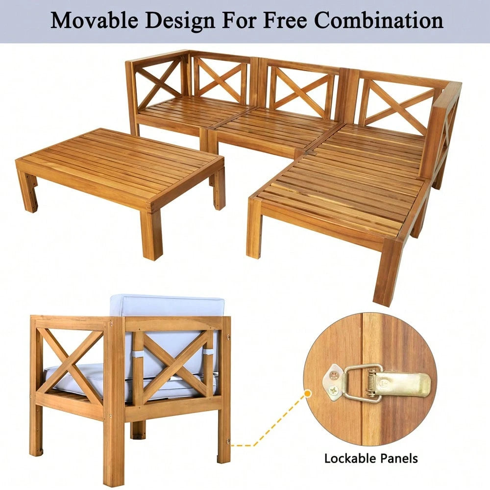 MONACO 5-PIECE OUTDOOR LOUNGE SET - LIGHT BLUE