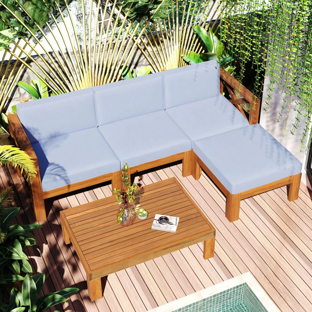 MONACO 5-PIECE OUTDOOR LOUNGE SET - LIGHT BLUE