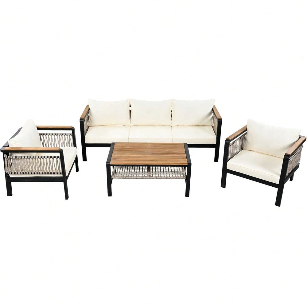 SAPHIRA 4-PIECE OUTDOOR LOUNGE SET - BEIGE