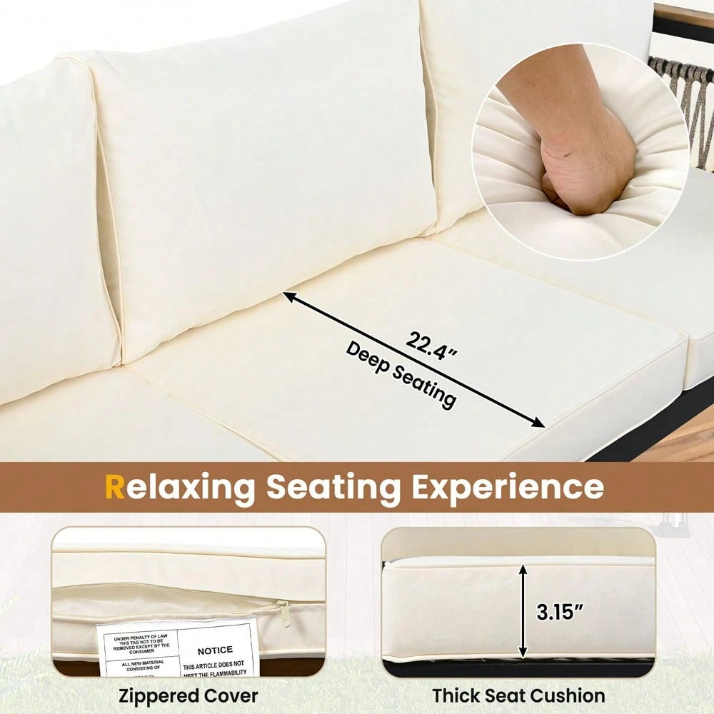 SAPHIRA 4-PIECE OUTDOOR LOUNGE SET - BEIGE