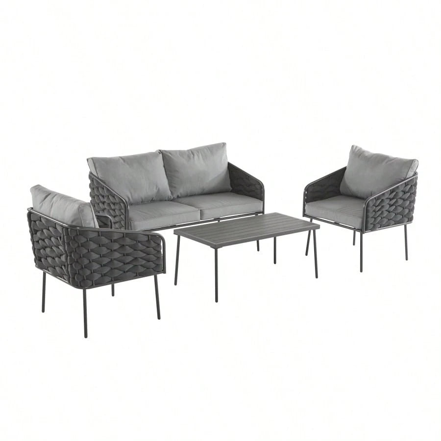 NERIDA 4-PIECE OUTDOOR LOUNGE SET - GRAY