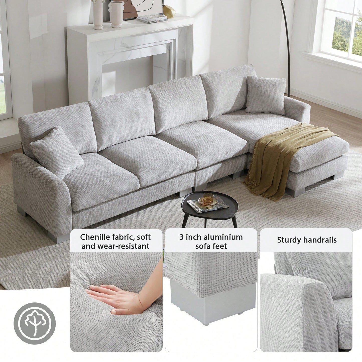 LAYLA 119" SECTIONAL - LIGHT GRAY