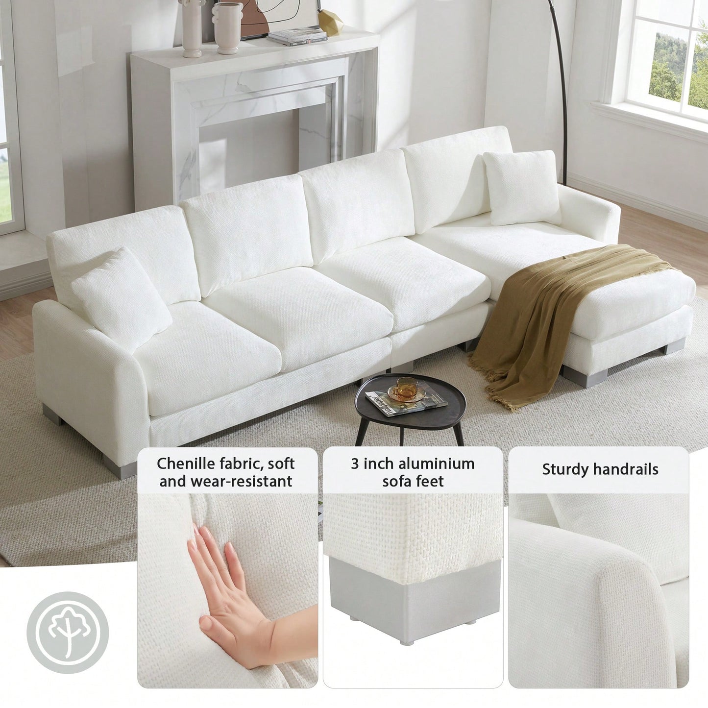 LAYLA 119" SECTIONAL - WHITE