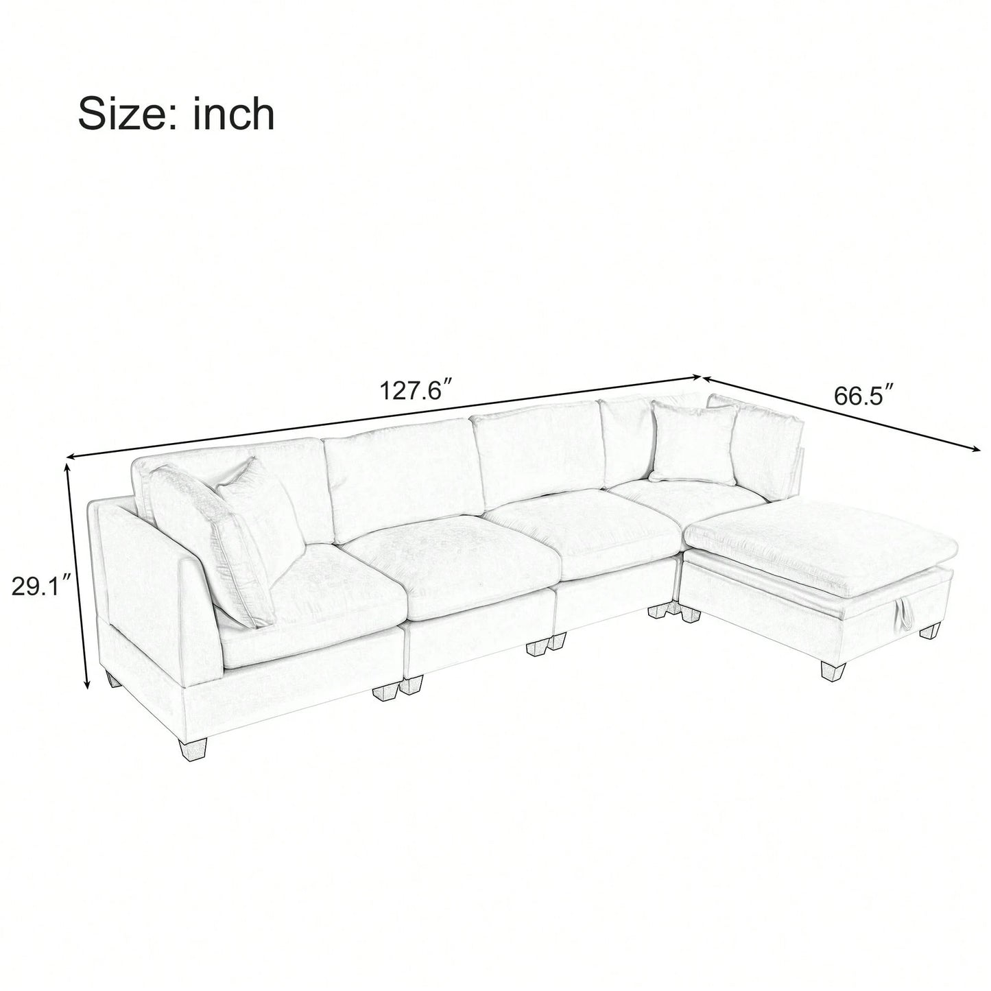 LIOR 119" SECTIONAL - GRAY