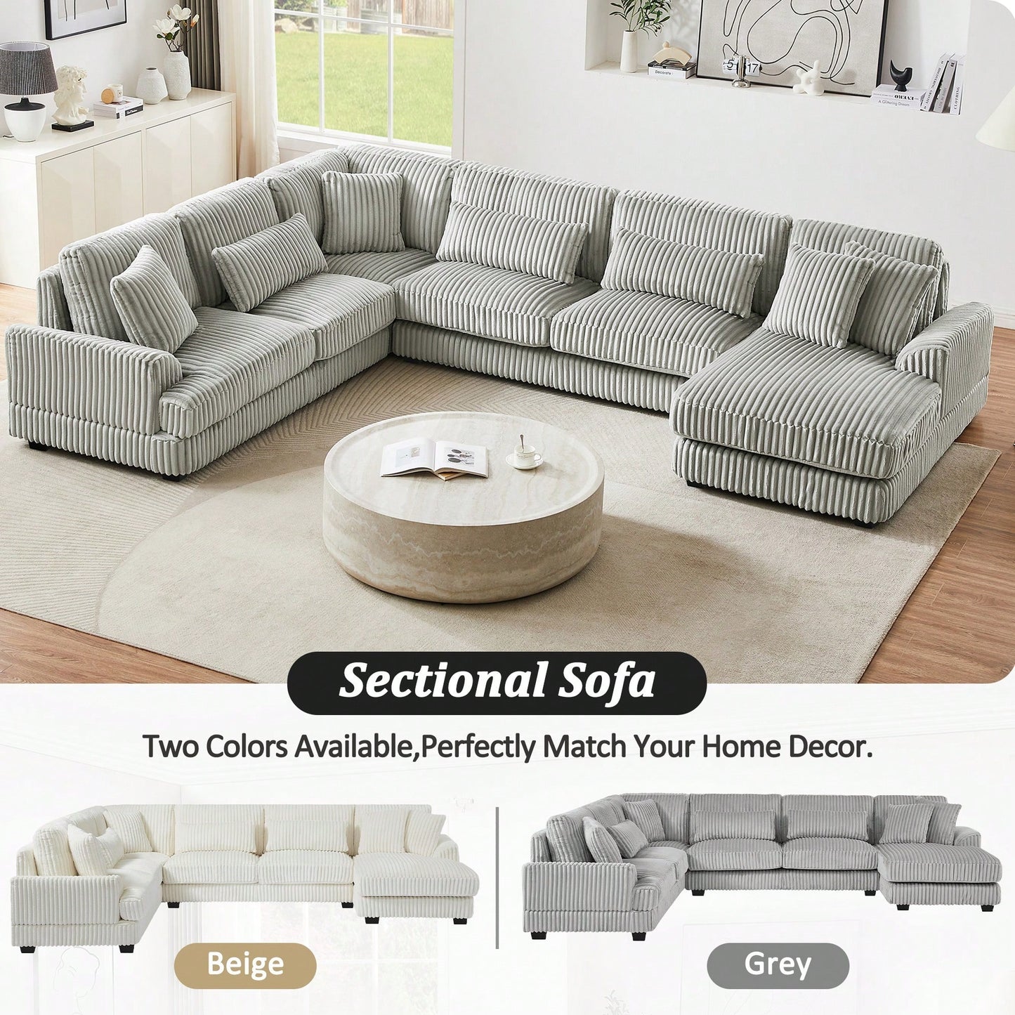 LOVETH 119" SECTIONAL - GRAY