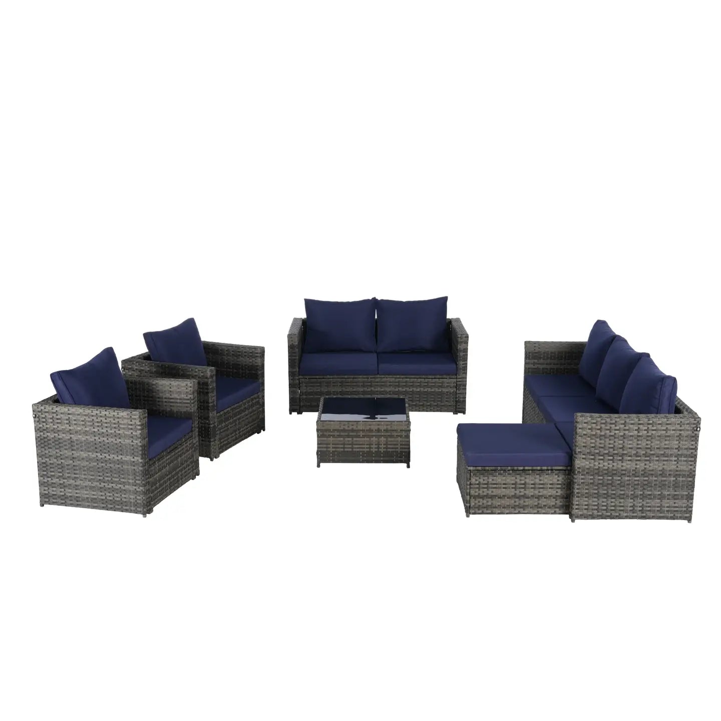 CATALINA 6-PIECE OUTDOOR LOUNGE SET - GRAY / NAVY