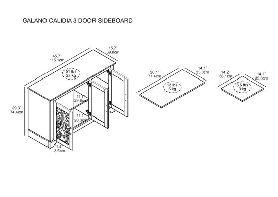 CALIDIA CABINET - ASH STONE