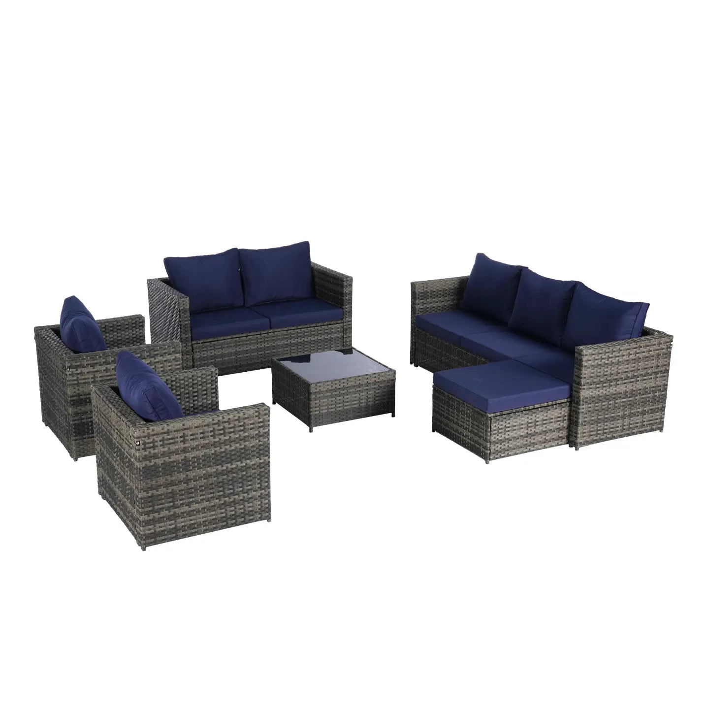 CATALINA 6-PIECE OUTDOOR LOUNGE SET - GRAY / NAVY