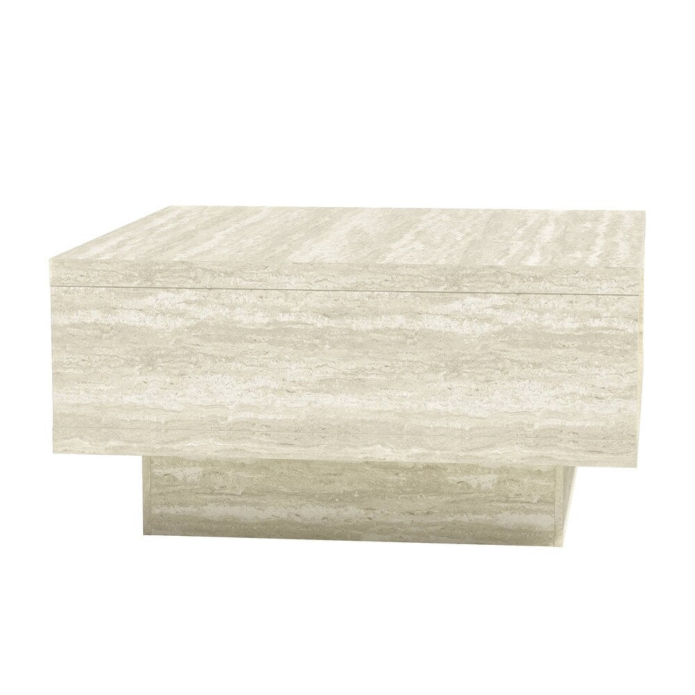 CARMELO COFFEE TABLE W/ STORAGE - TRAVERTINE