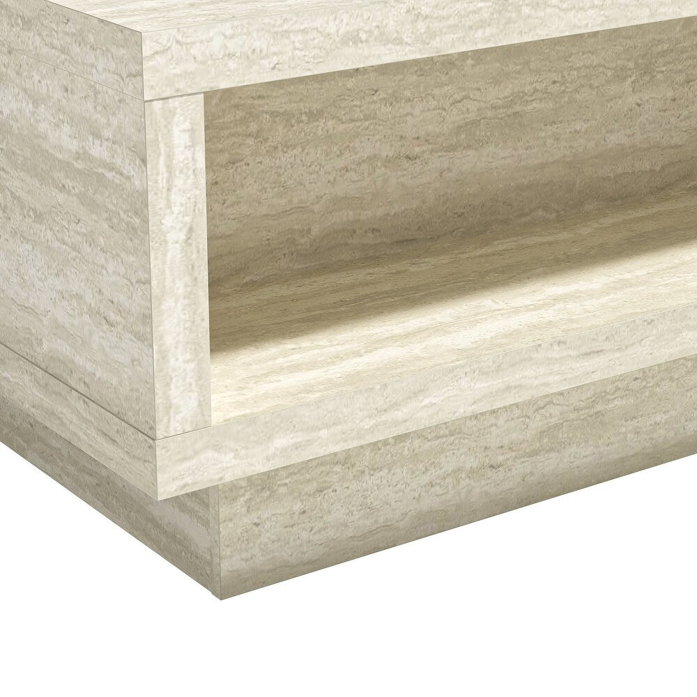 CARMELO COFFEE TABLE W/ STORAGE - TRAVERTINE