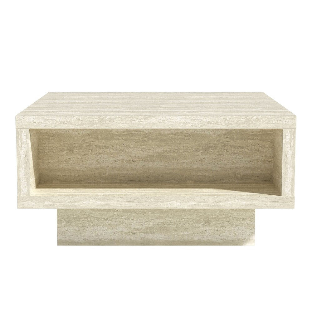 CARMELO COFFEE TABLE W/ STORAGE - TRAVERTINE