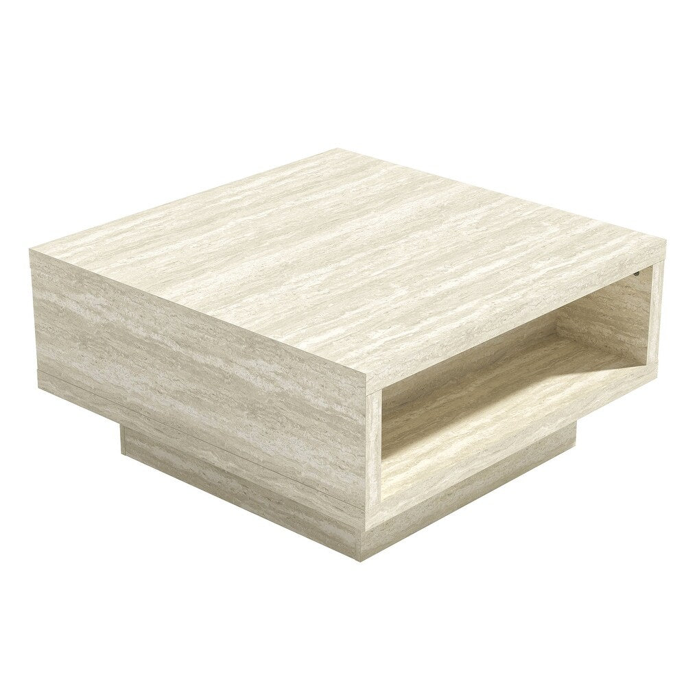CARMELO COFFEE TABLE W/ STORAGE - TRAVERTINE