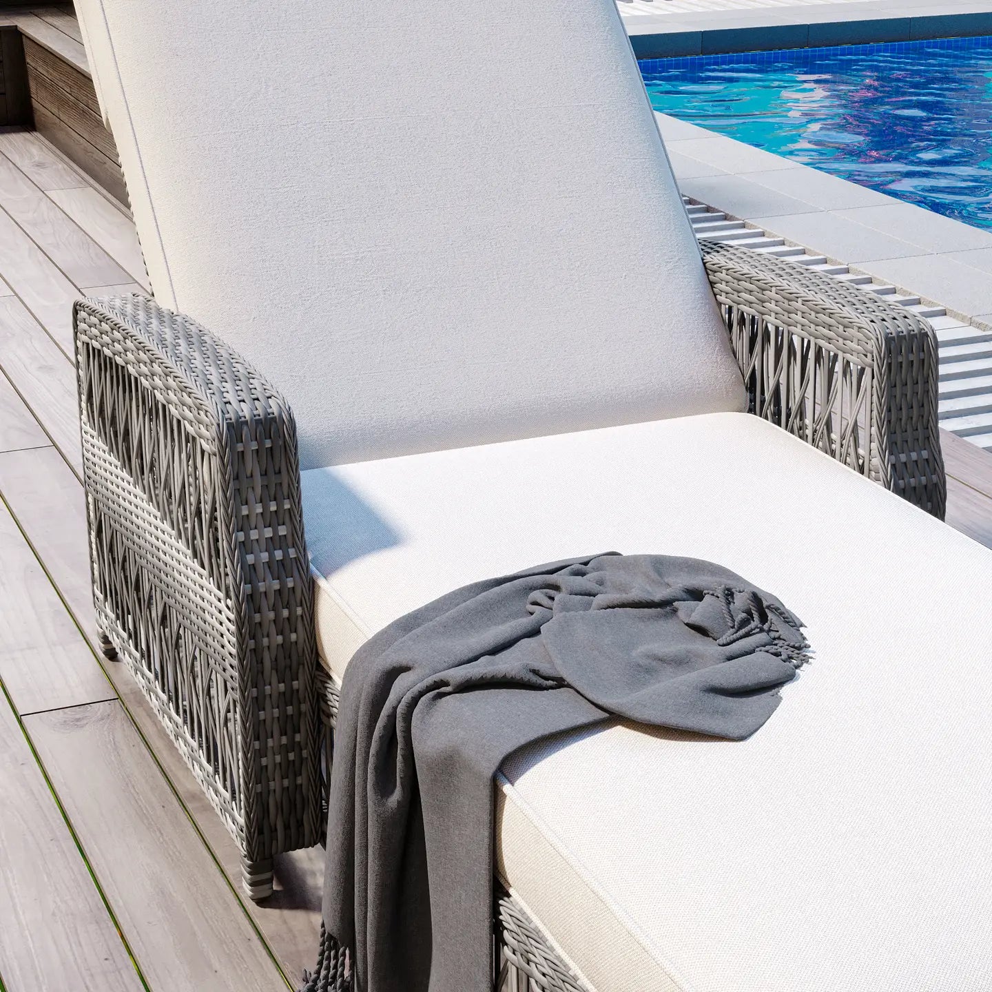 HARBOR CHAISE LOUNGE - GRAY/WHITE
