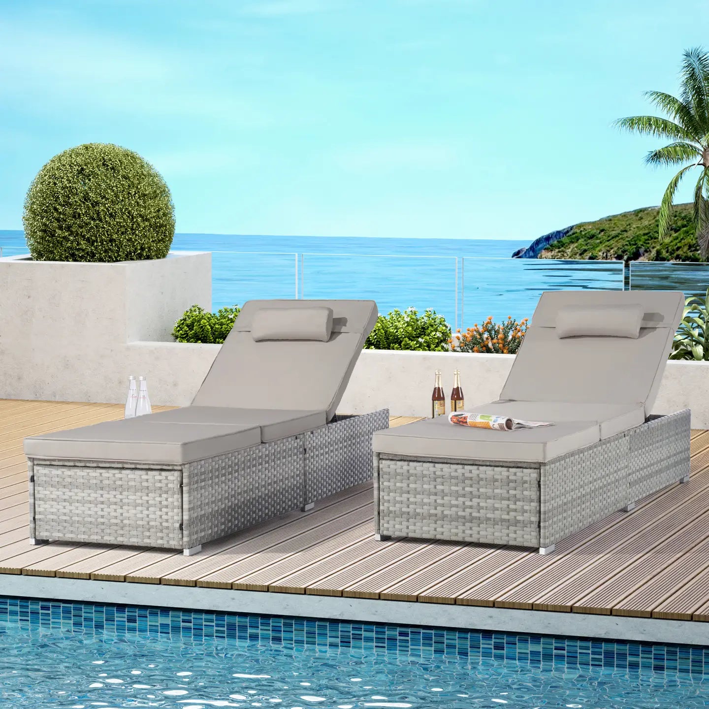 OASIS CHAISE LOUNGE - GRAY / GRAY (SET OF 2)