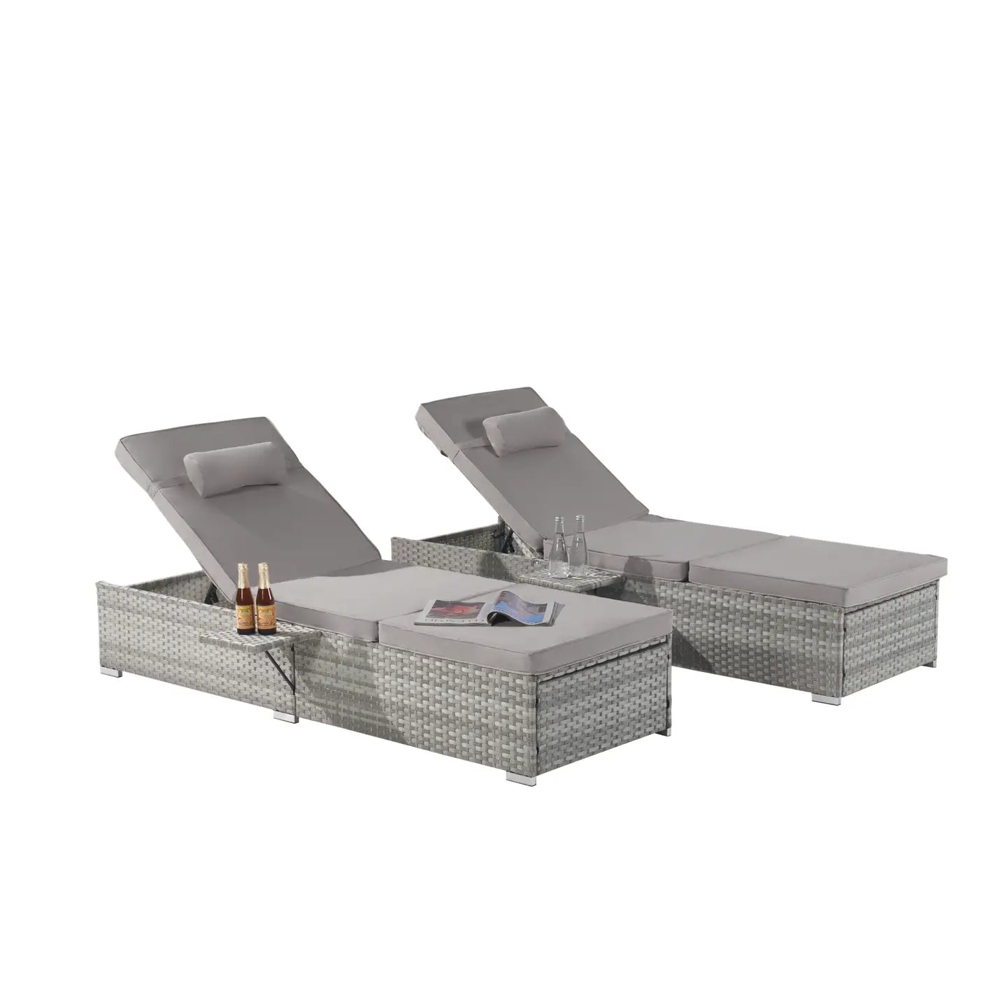 OASIS CHAISE LOUNGE - GRAY / GRAY (SET OF 2)