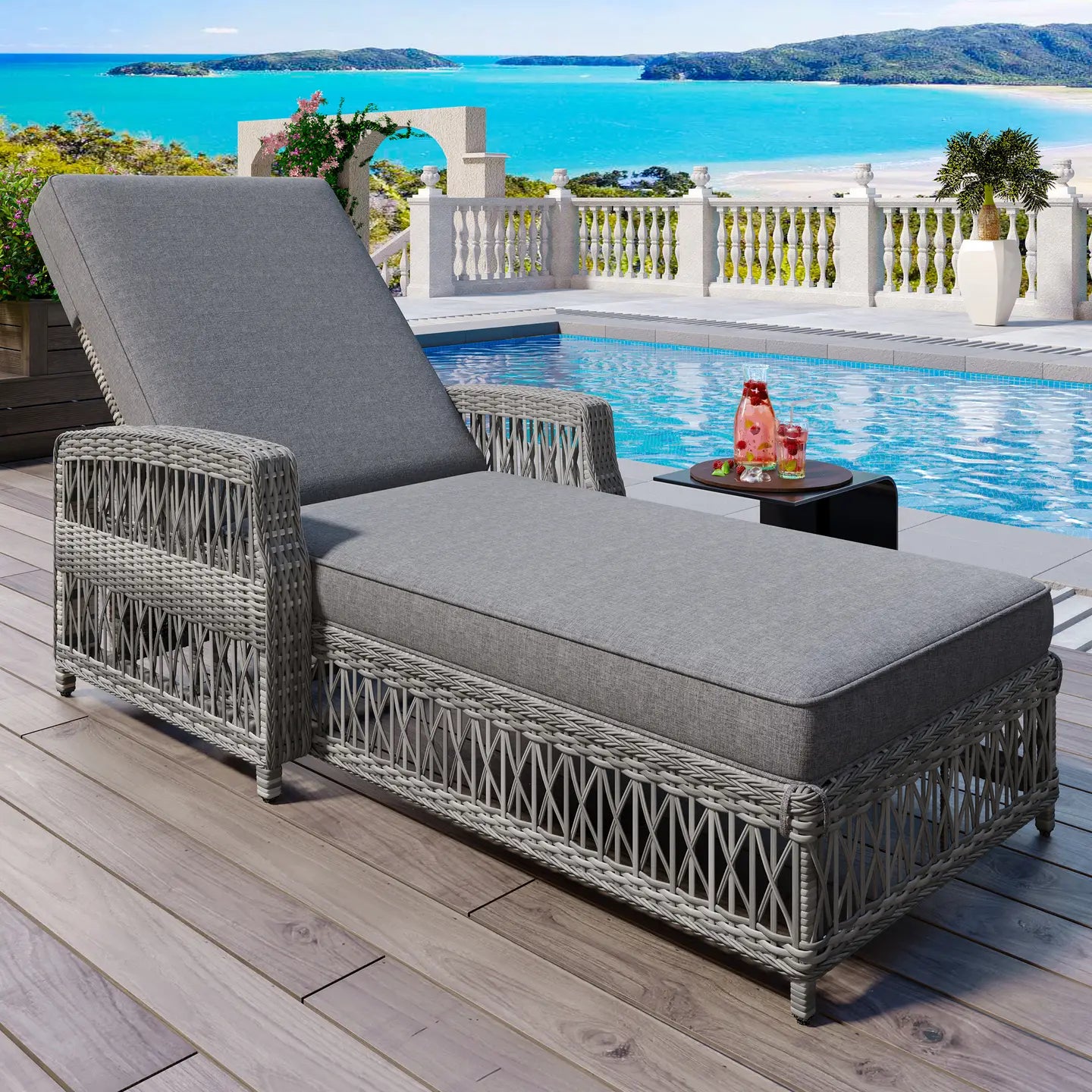 HARBOR CHAISE LOUNGE - GRAY/GRAY