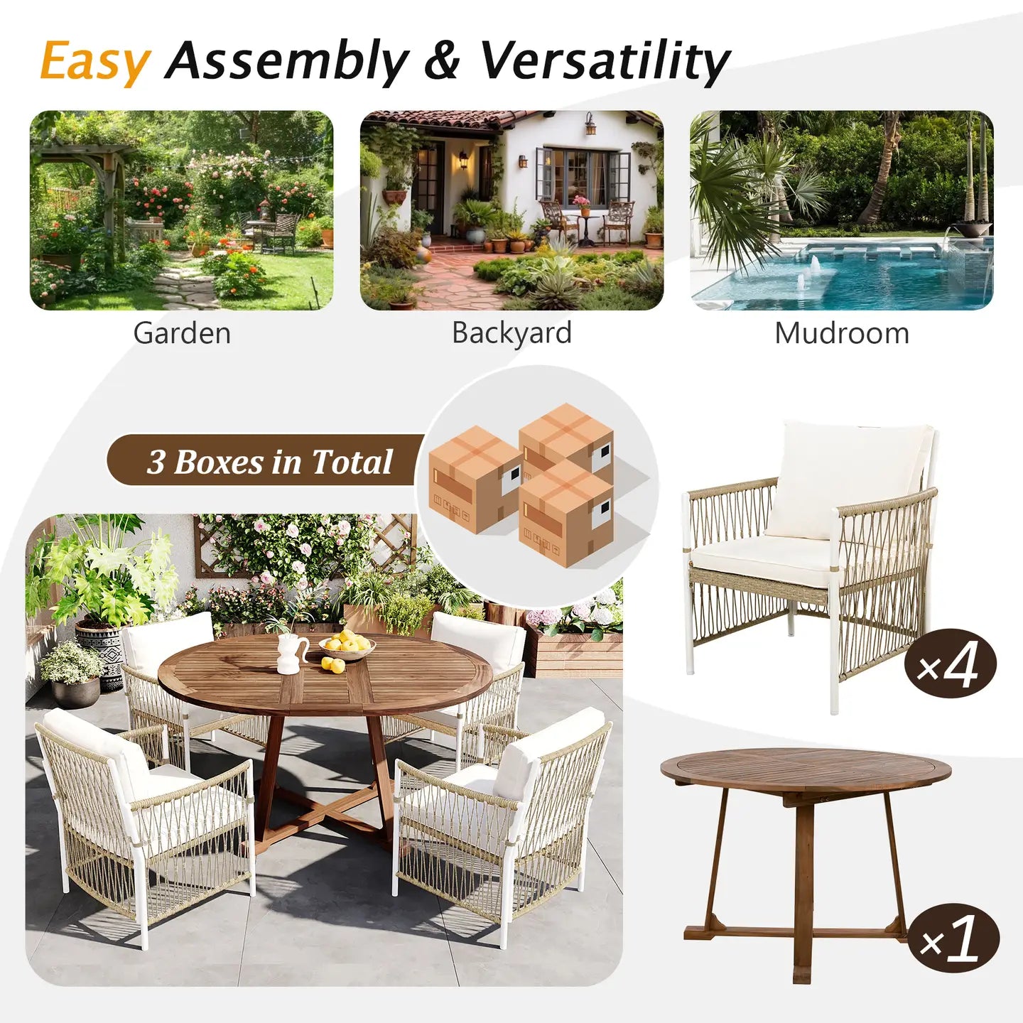 AVILA 5-PIECE OUTDOOR DINING SET