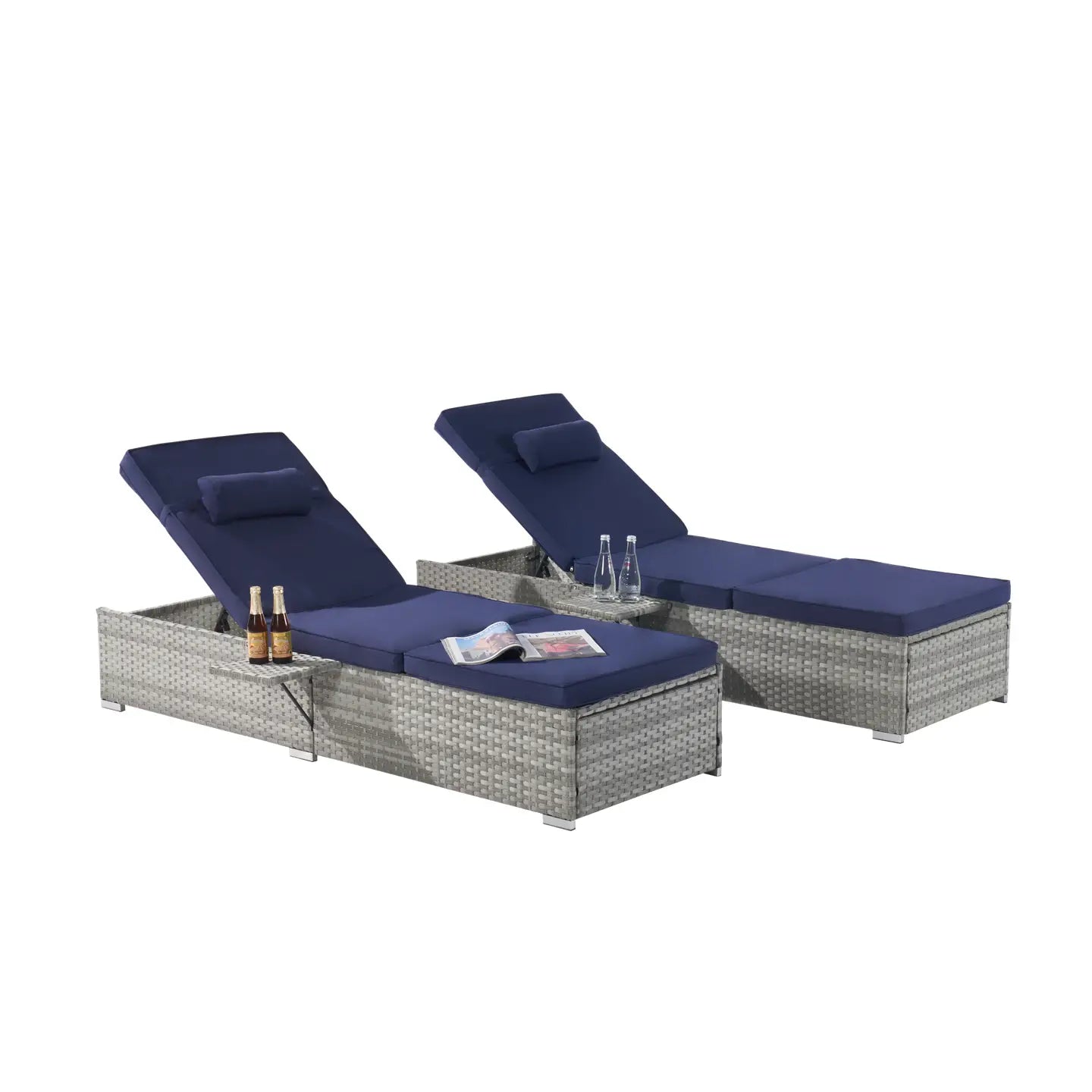 OASIS CHAISE LOUNGE - GRAY / NAVY (SET OF 2)