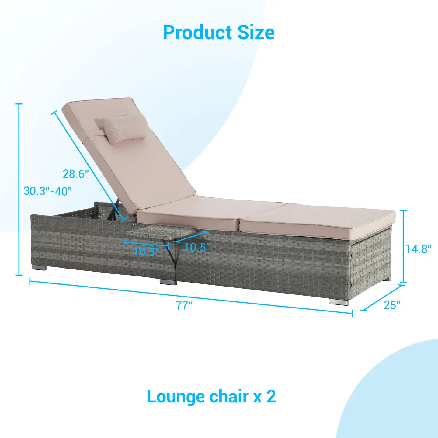 OASIS CHAISE LOUNGE - GRAY / BEIGE (SET OF 2)