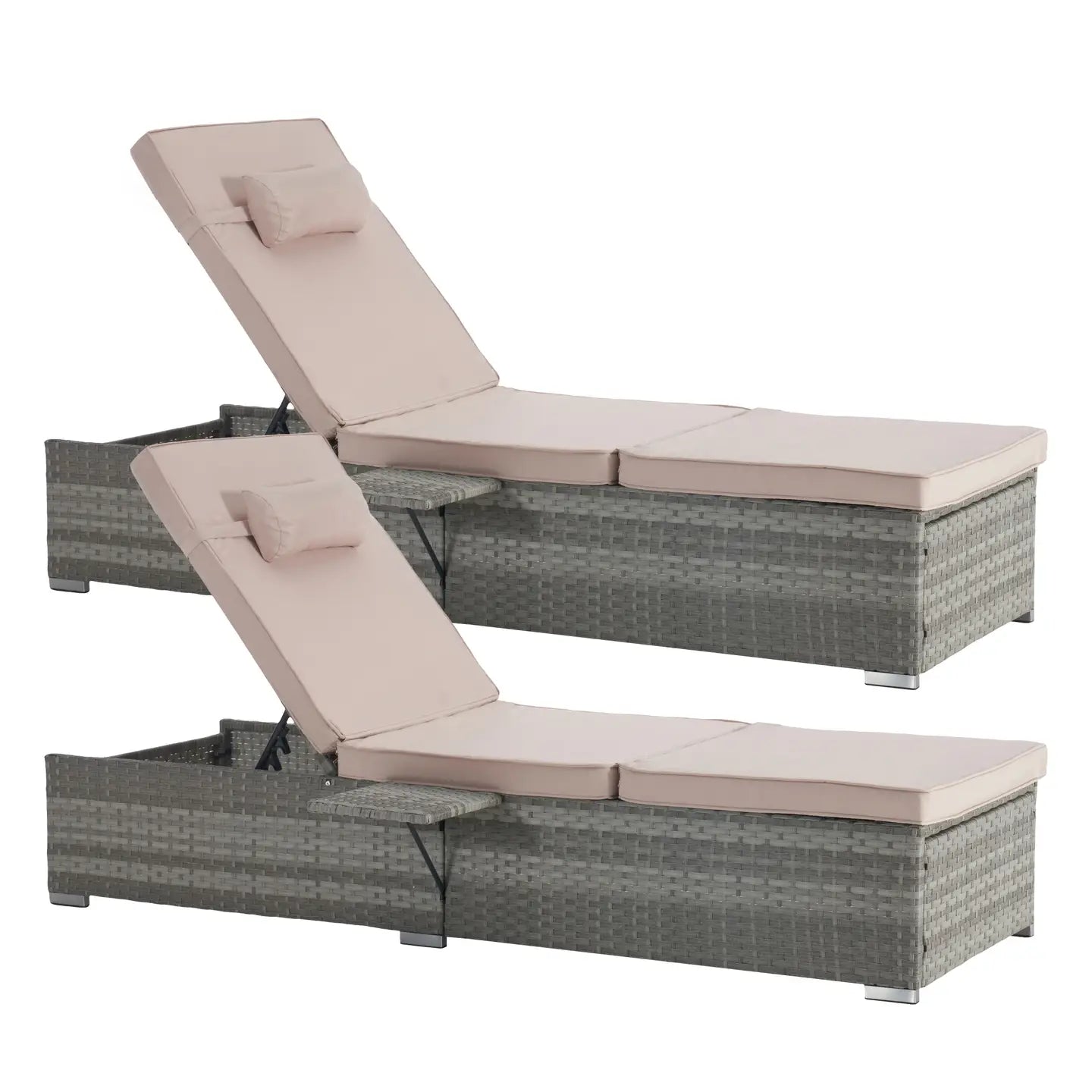 OASIS CHAISE LOUNGE - GRAY / BEIGE (SET OF 2)