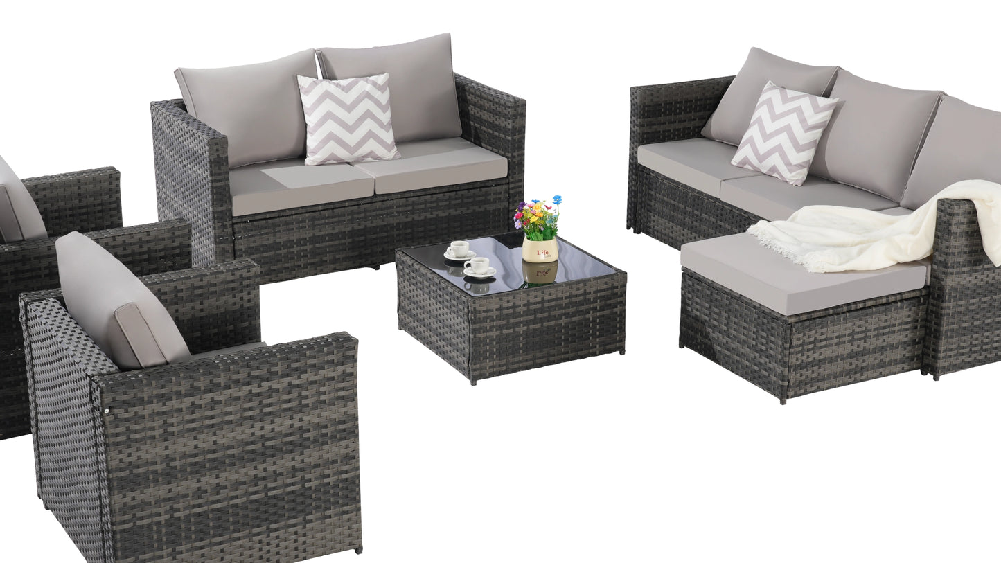 CATALINA 6-PIECE OUTDOOR LOUNGE SET - GRAY / GRAY