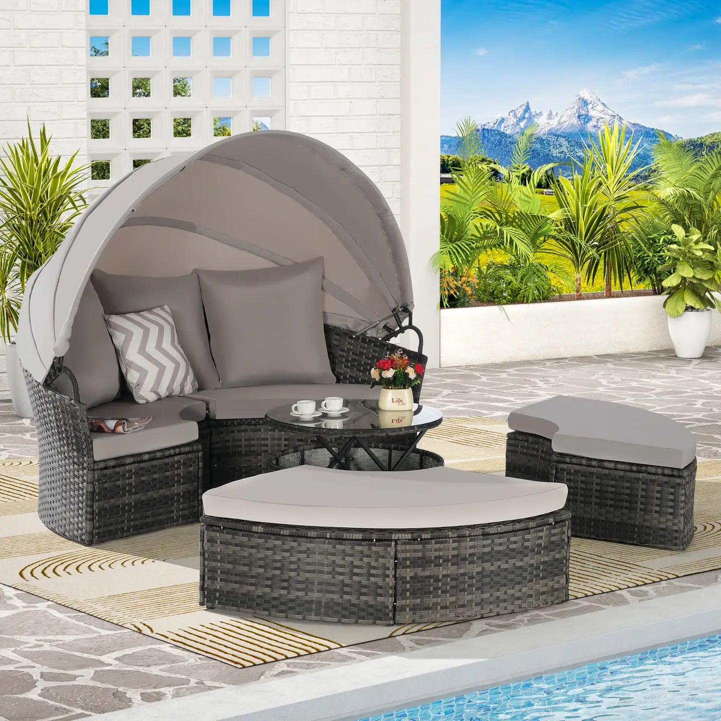 CATALINA OUTDOOR DAY BED - GRAY / GRAY