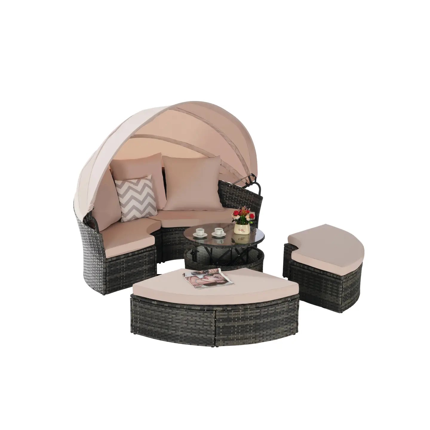 CATALINA OUTDOOR DAY BED - GRAY / BEIGE