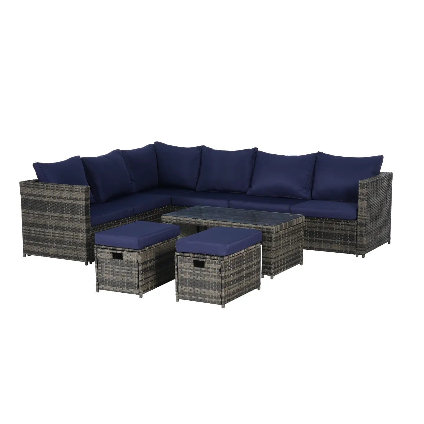 CATALINA OUTDOOR SECTIONAL SET - GRAY / NAVY