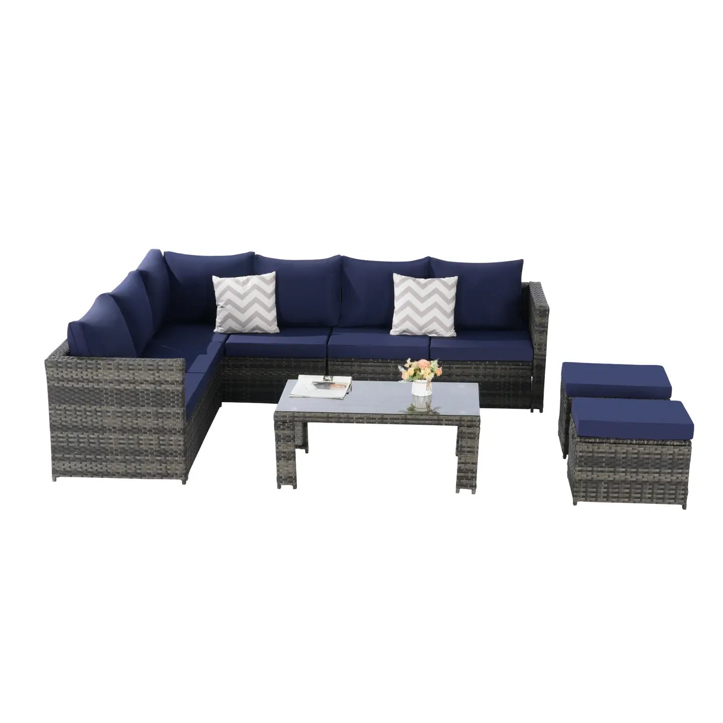 CATALINA OUTDOOR SECTIONAL SET - GRAY / NAVY