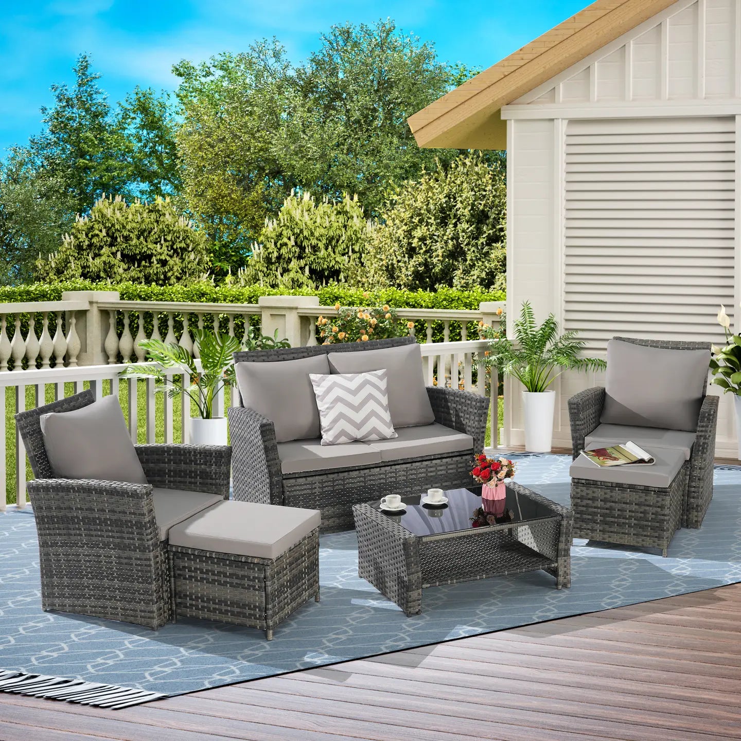 CATALINA OUTDOOR LOUNGE SET - GRAY / GRAY