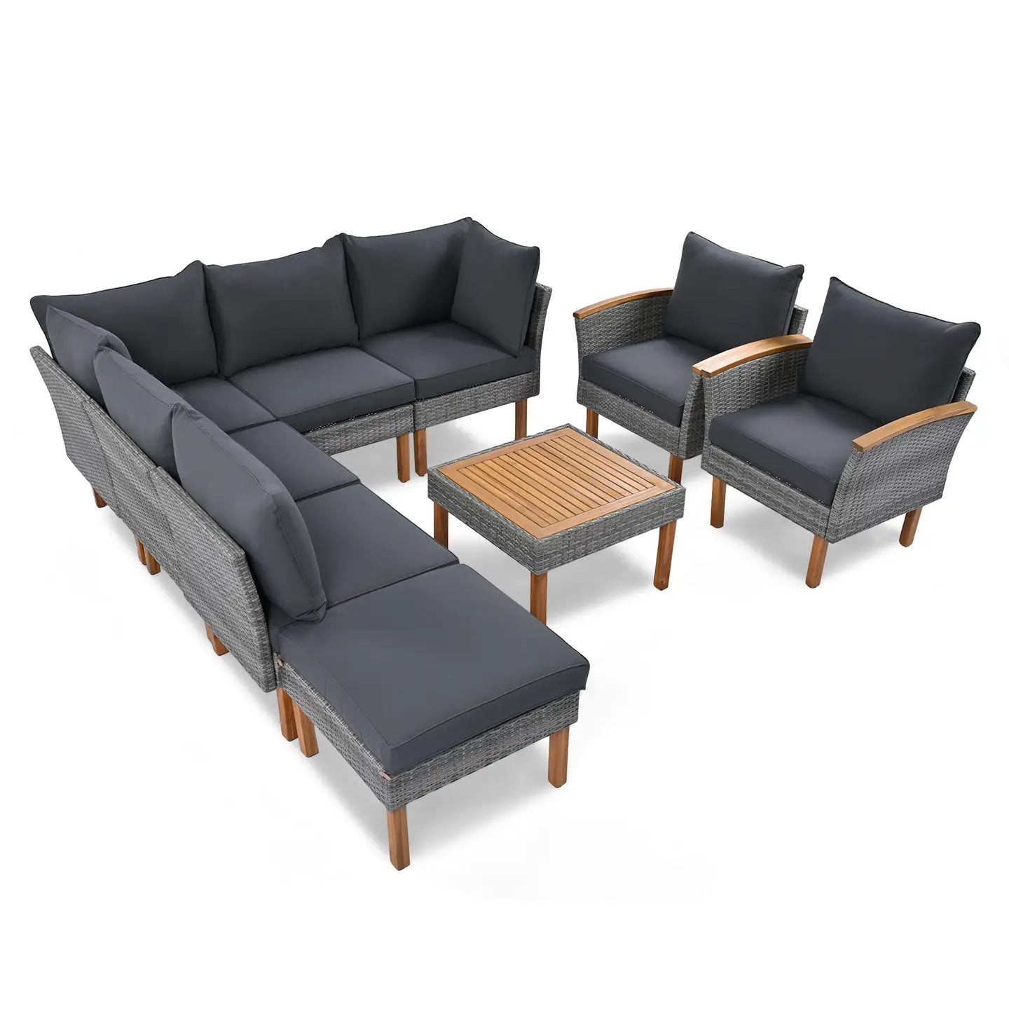 CAMARI OUTDOOR SECTIONAL SET - NATURAL / GRAY