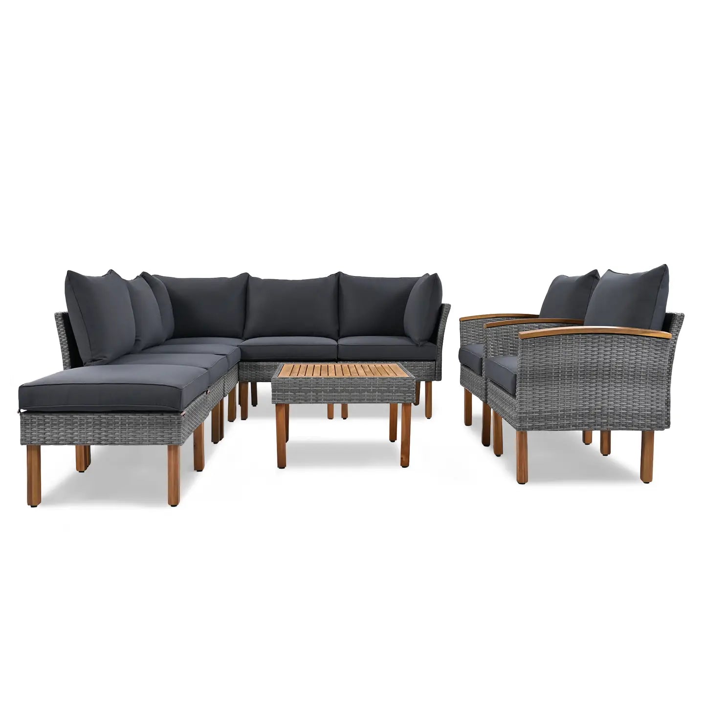 CAMARI OUTDOOR SECTIONAL SET - NATURAL / GRAY