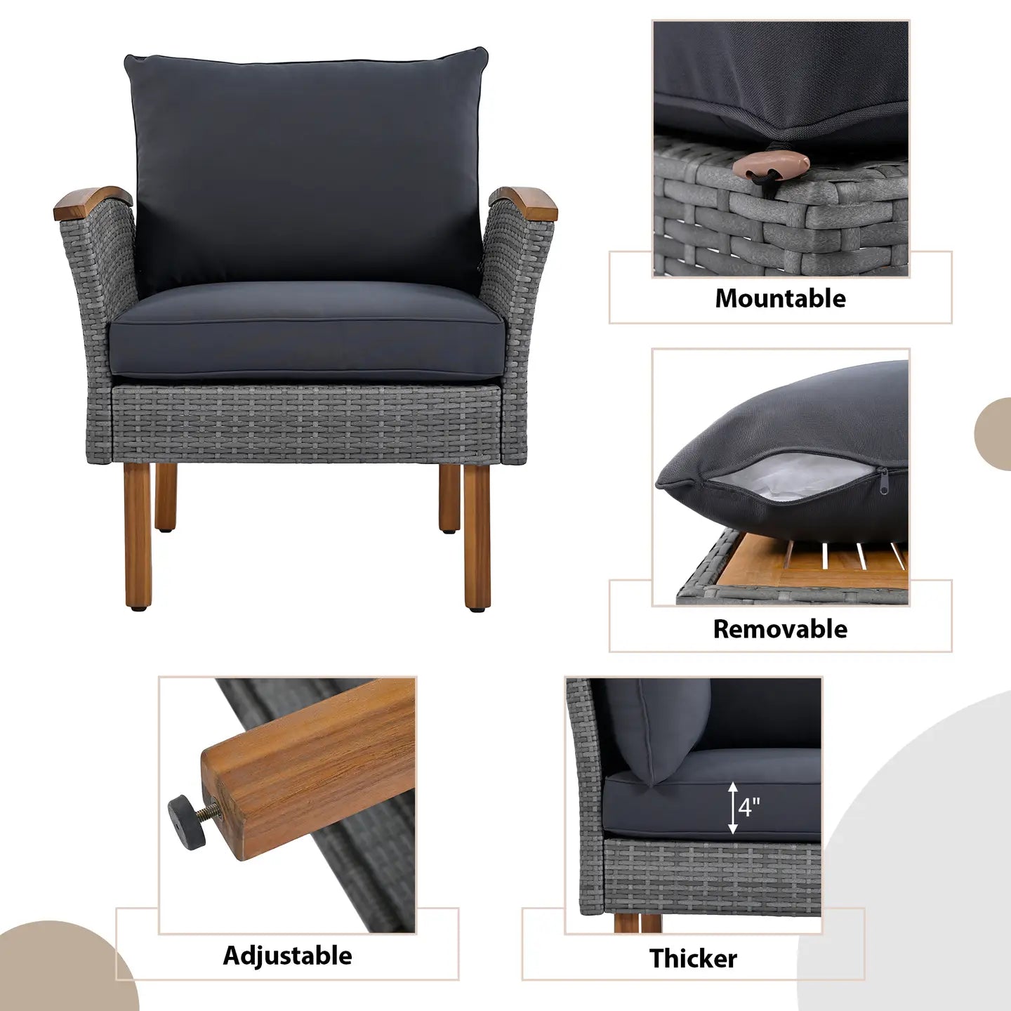 CAMARI OUTDOOR SECTIONAL SET - NATURAL / GRAY