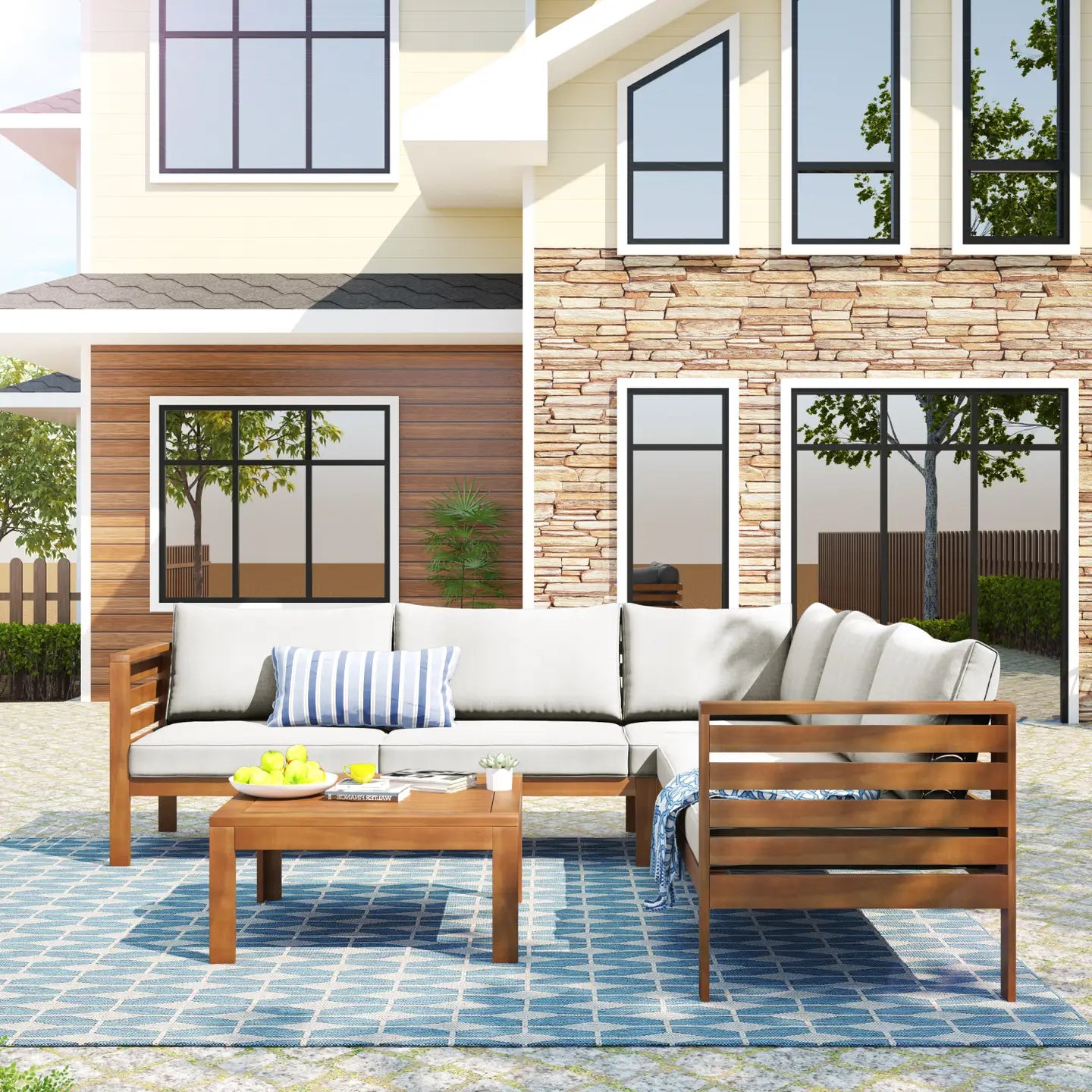 AVENELLE OUTDOOR SECTIONAL SET - NATURAL / BEIGE