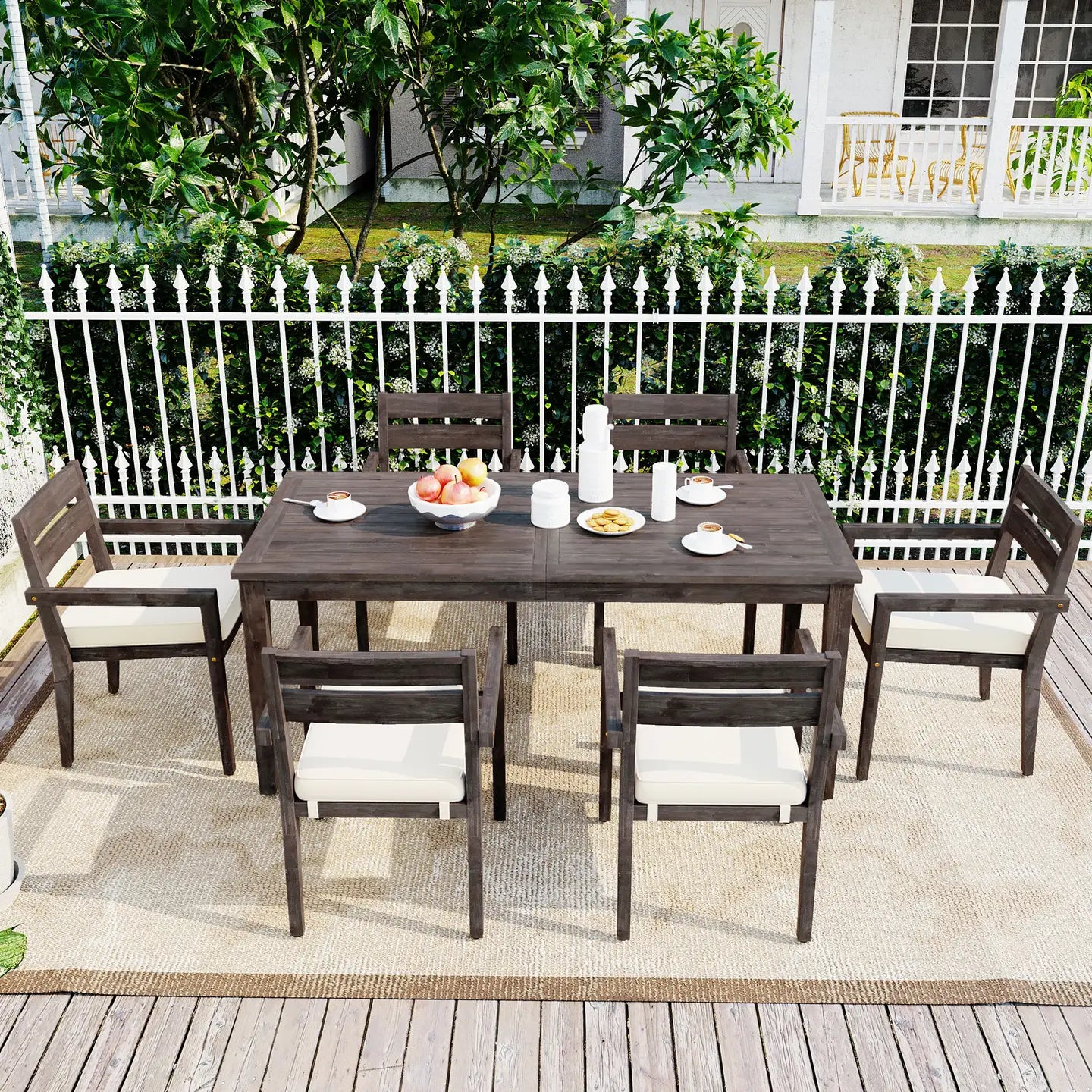 ISALYN 7-PIECE OUTDOOR DINING SET - GRAY