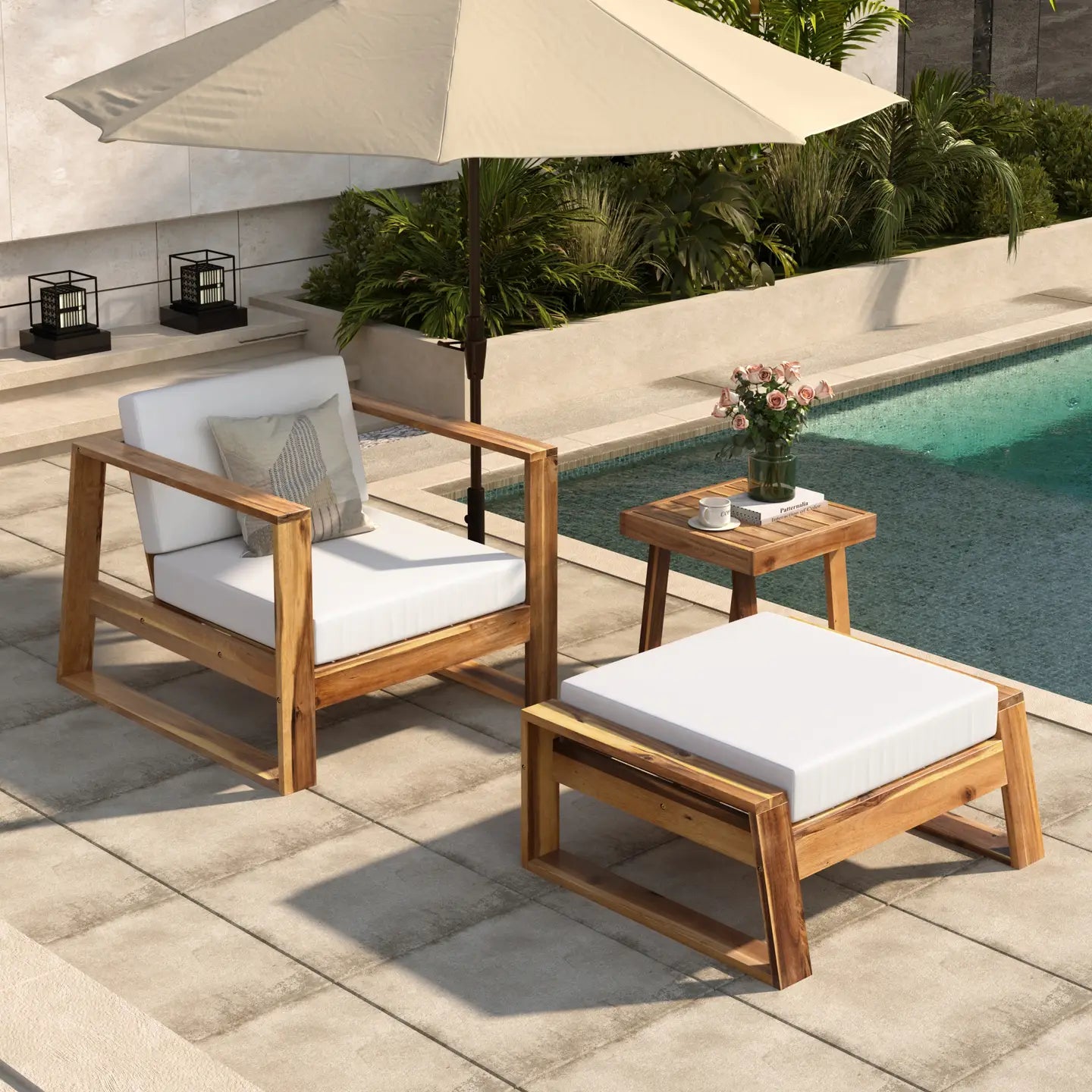 AVA 3-PIECE OUTDOOR LOUNGE SET - NATURAL / BEIGE