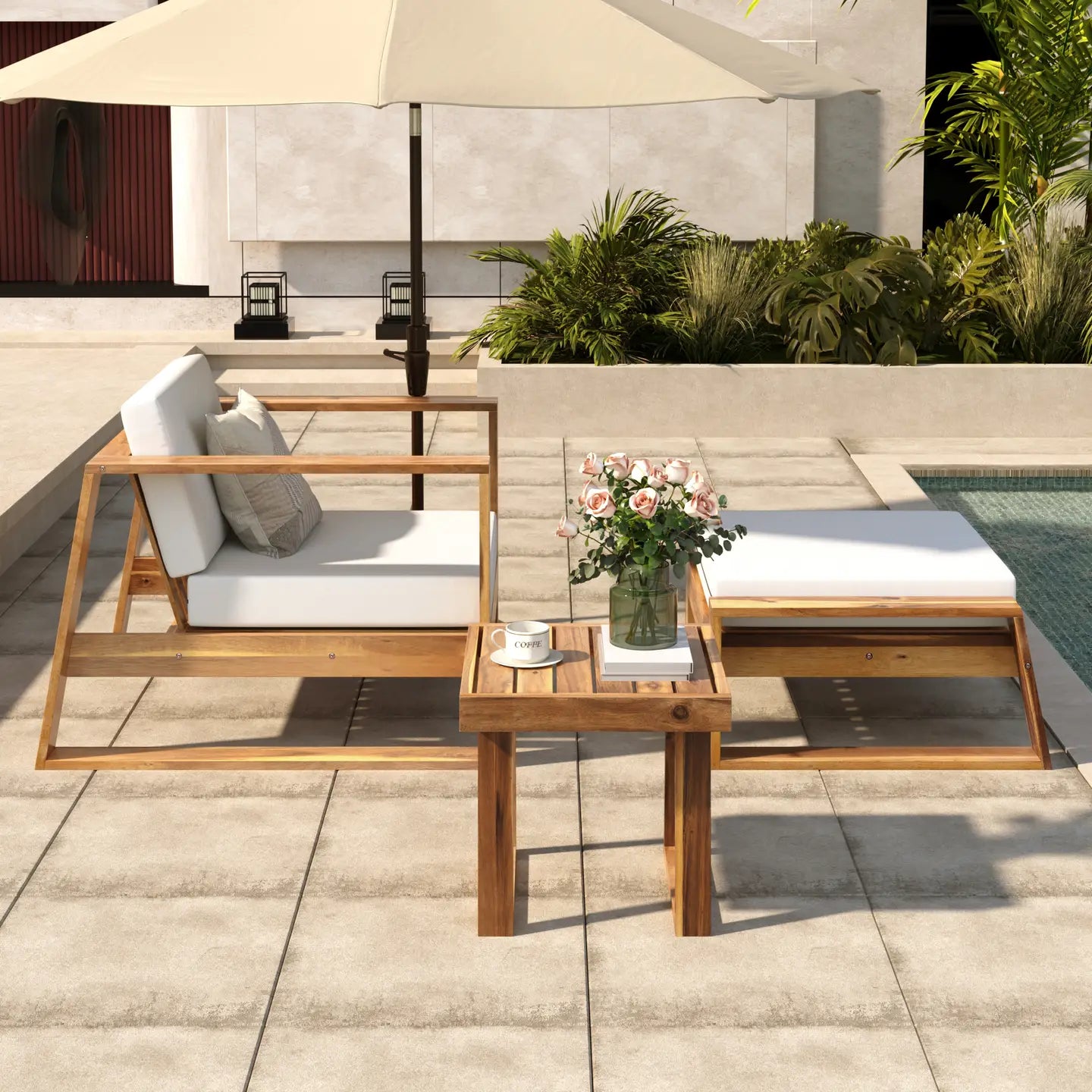 AVA 3-PIECE OUTDOOR LOUNGE SET - NATURAL / BEIGE