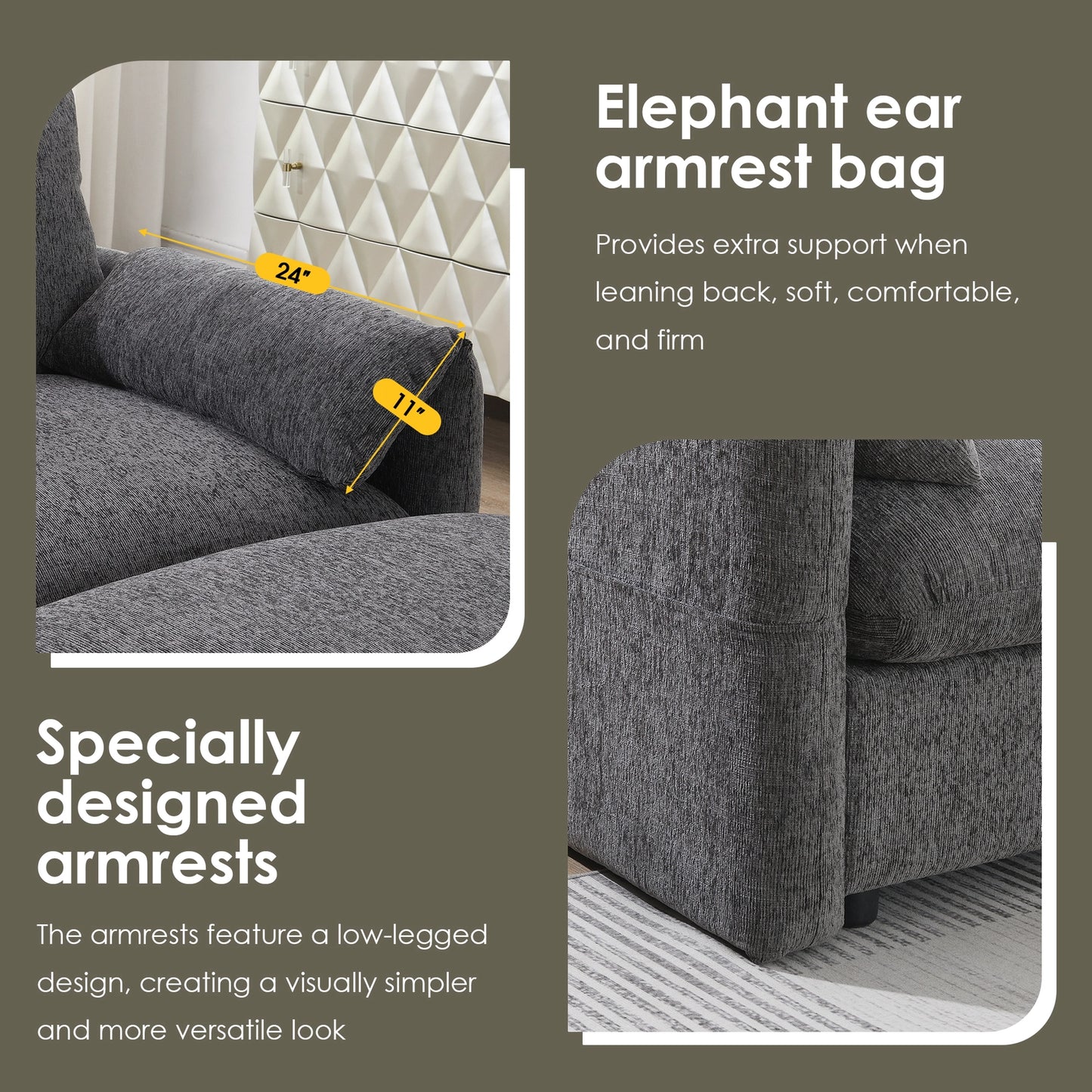 BRYN SOFA w/ OTTOMAN - GRAY