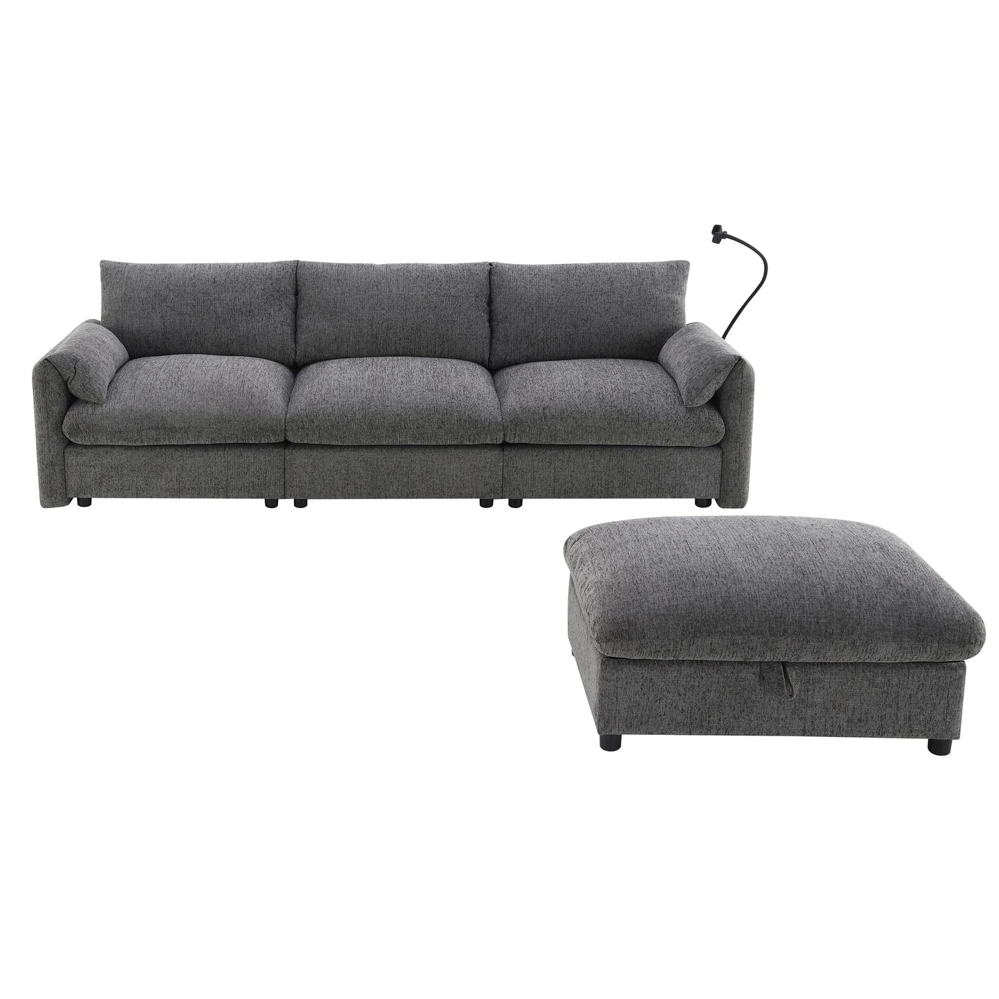 BRYN SOFA w/ OTTOMAN - GRAY