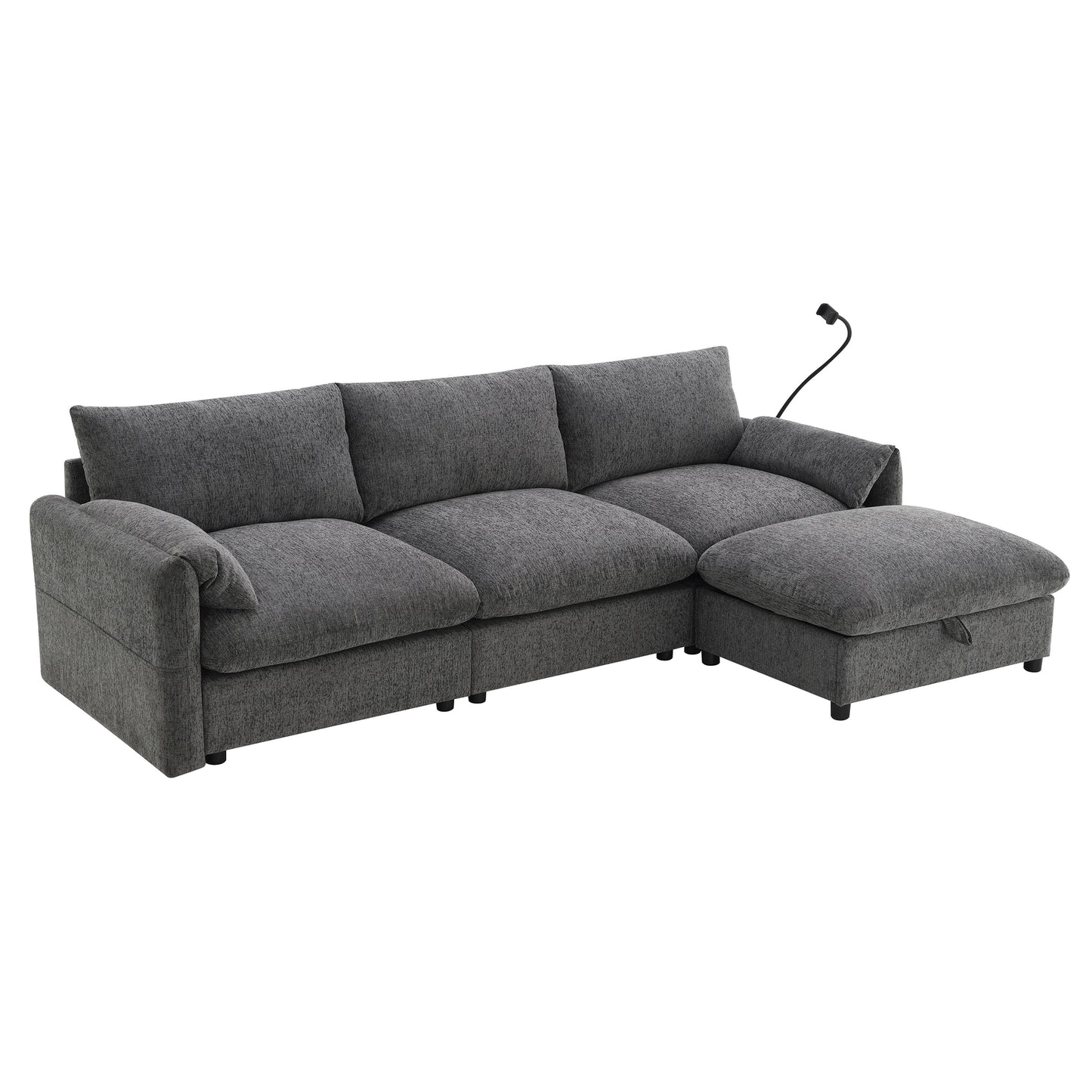 BRYN SOFA w/ OTTOMAN - GRAY