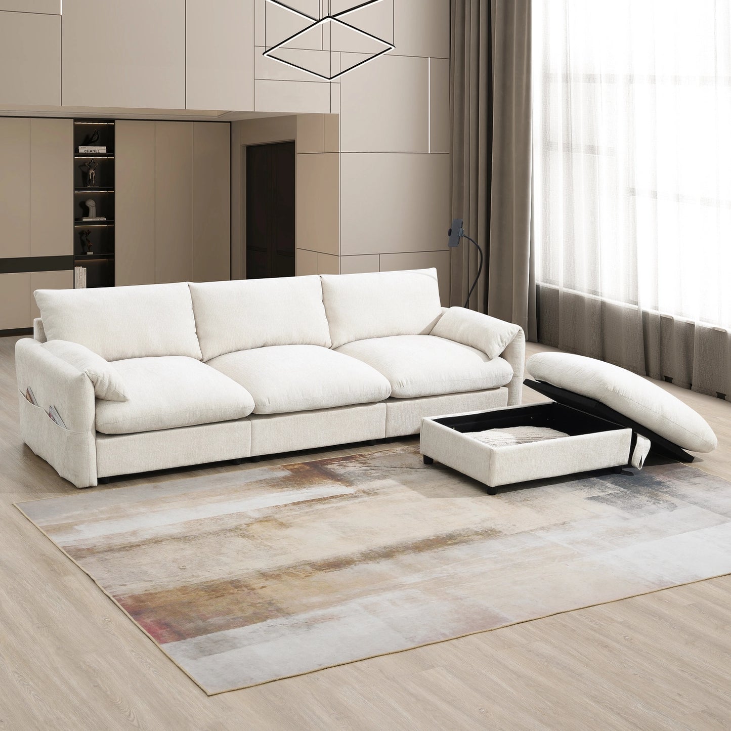 BRYN SOFA w/ OTTOMAN - BEIGE