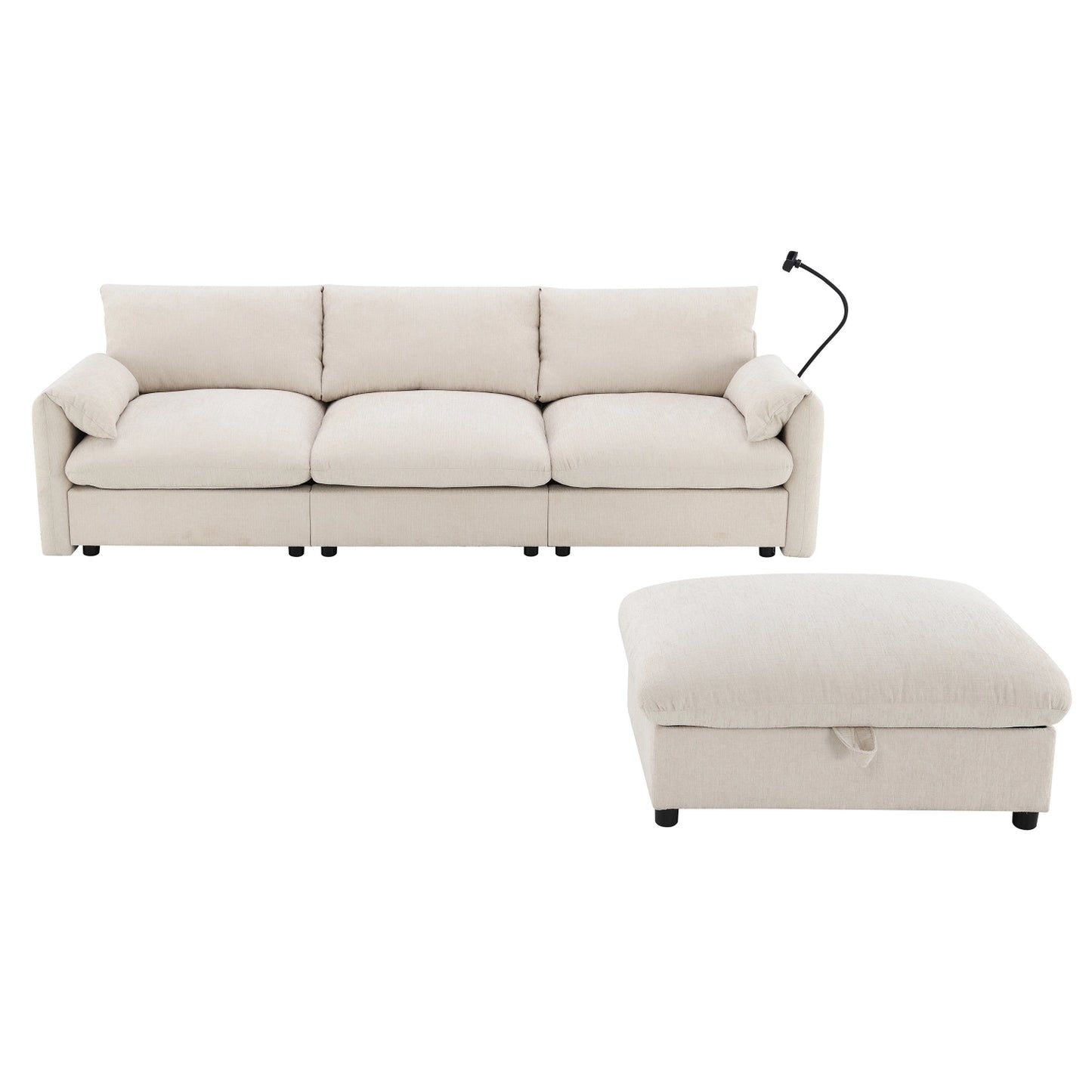 BRYN SOFA w/ OTTOMAN - BEIGE